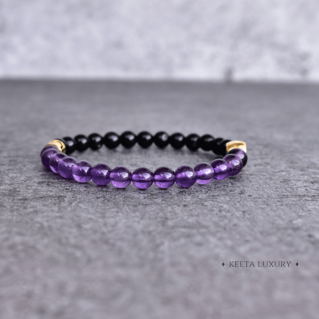 Spiritual Awareness - Amethyst & Black Onyx Bracelets -