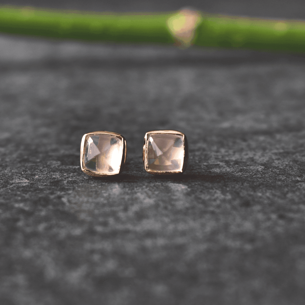 Sugar Loaf - Rose Quartz Studs -