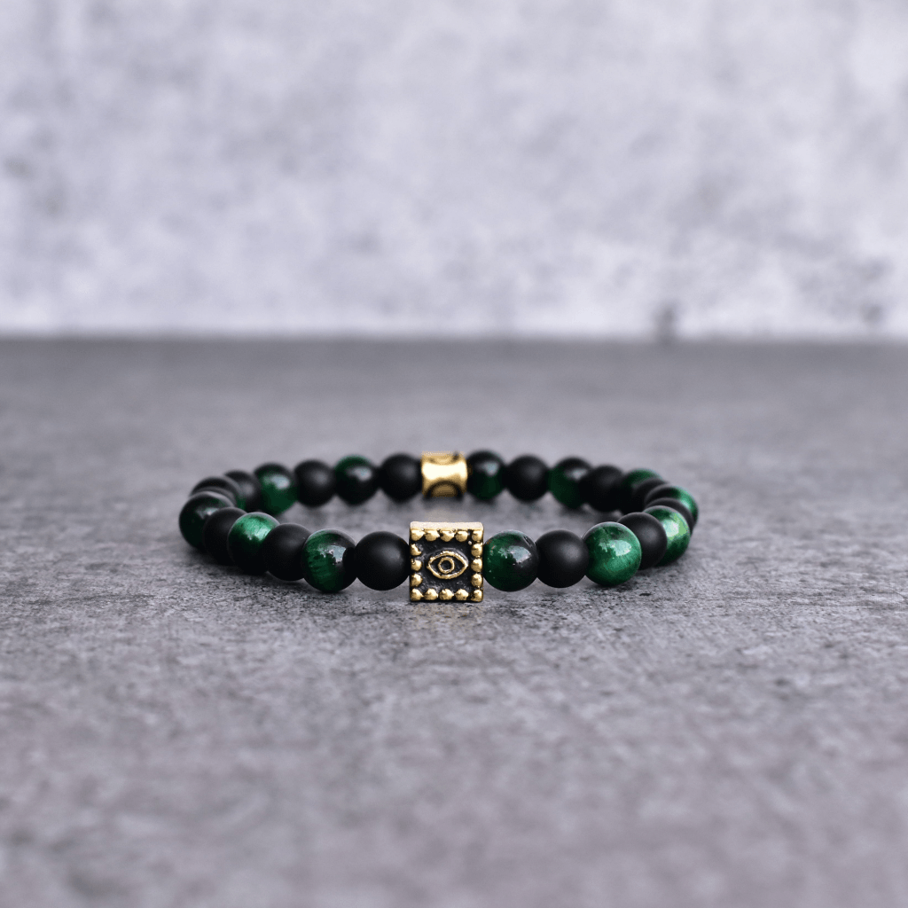 Symbolism Peace - Onyx and Green Tiger Eye Bracelets -