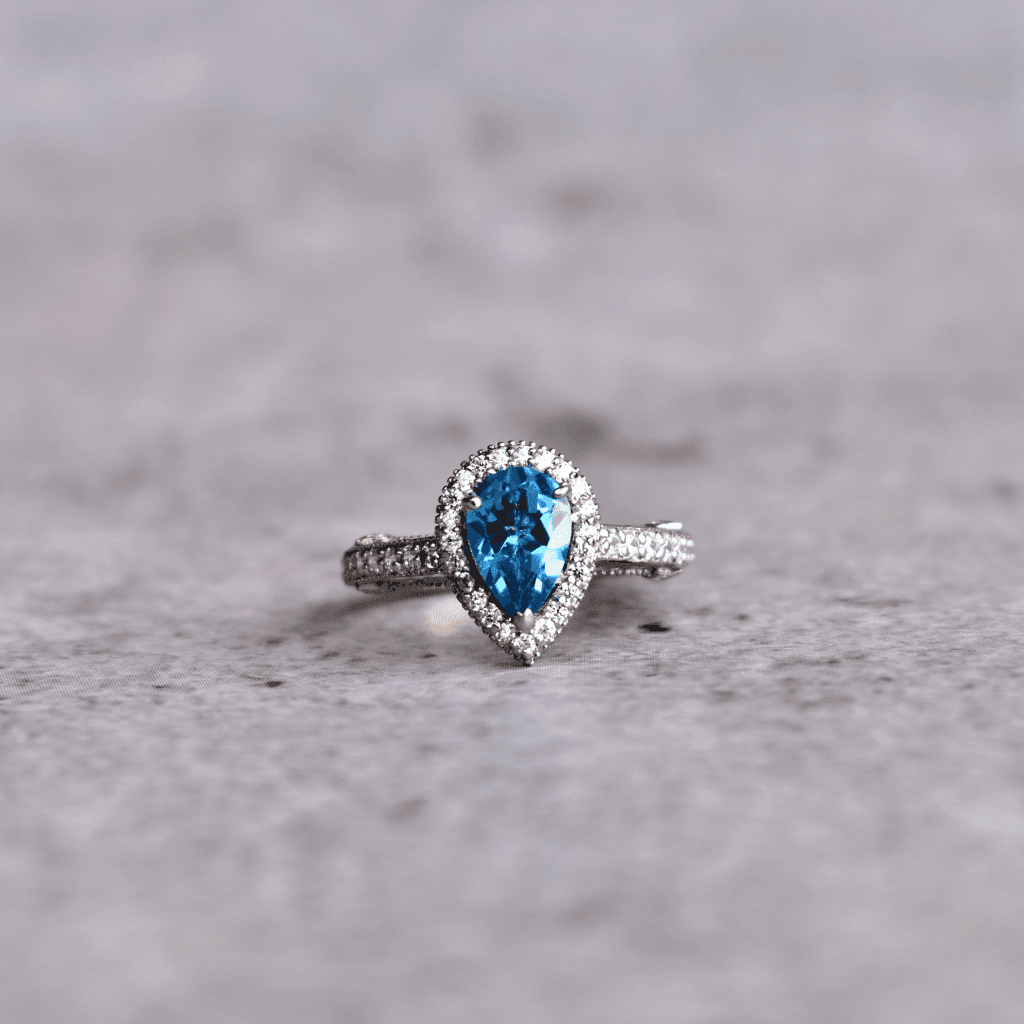 Teardrop Delight - Blue Topaz Ring -