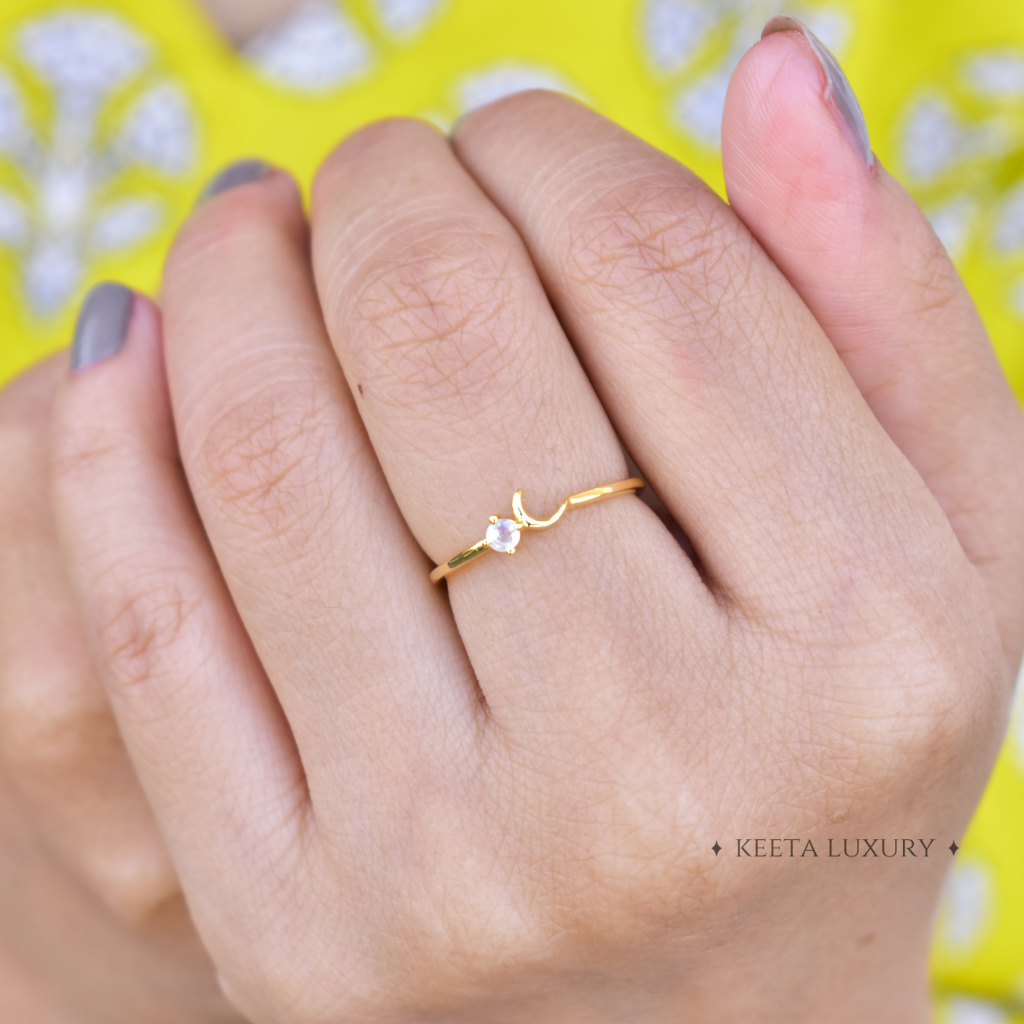 Timeless Crescent - Moonstone Ring -