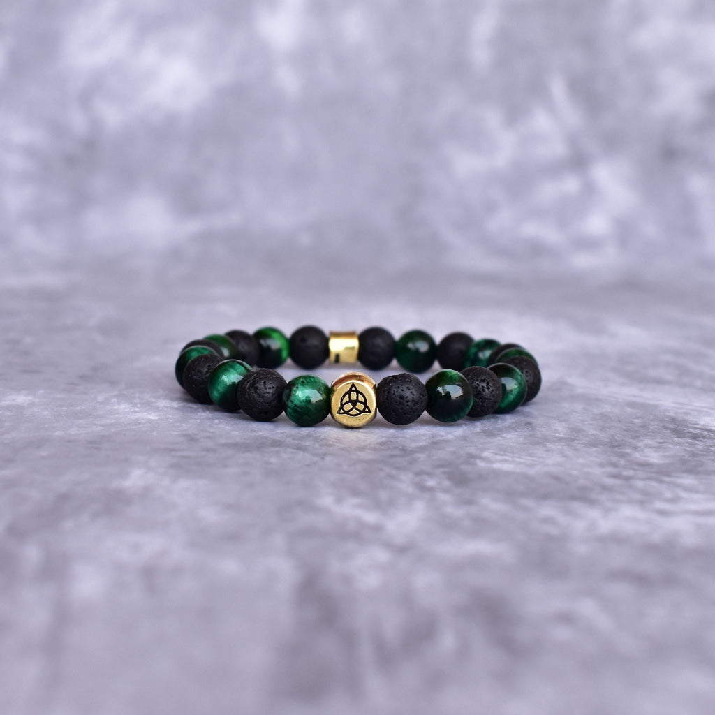 Trinity Magic - Green Tiger's Eye & Lava Bracelets -