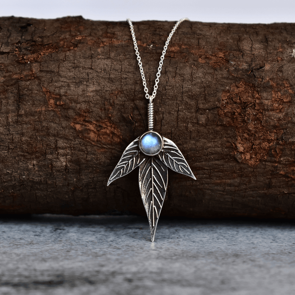 Trio Leaf - Moonstone Necklace -