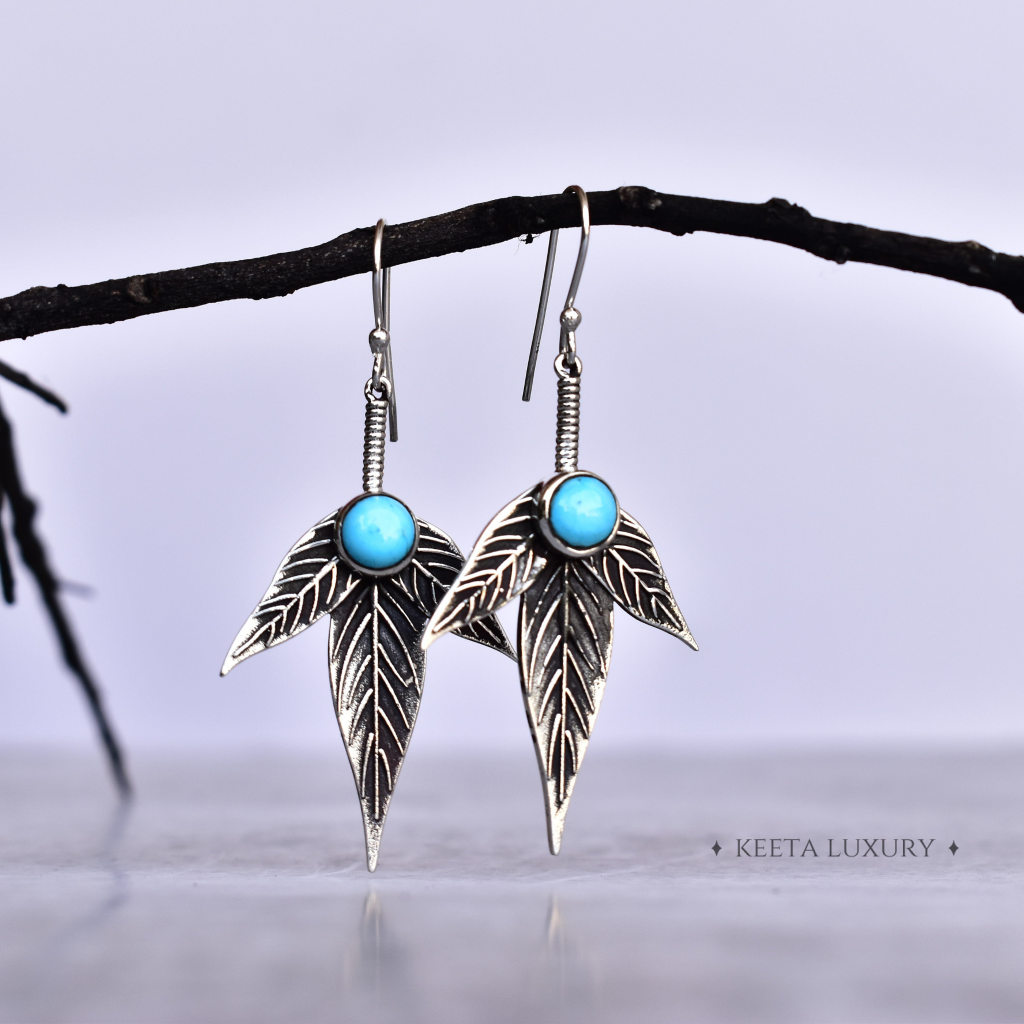 Trio Leaf- Turquoise Dangles -