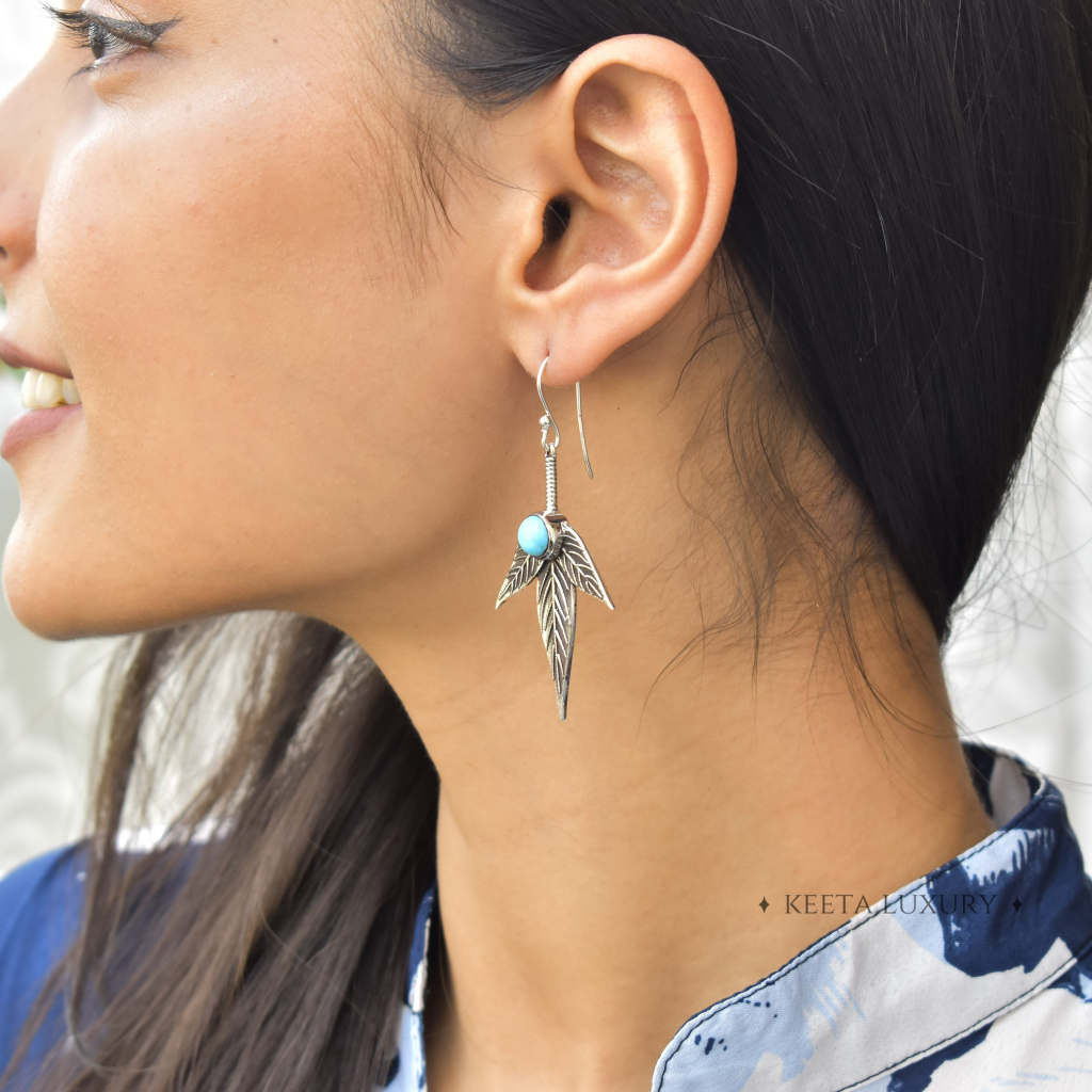 Trio Leaf- Turquoise Dangles -