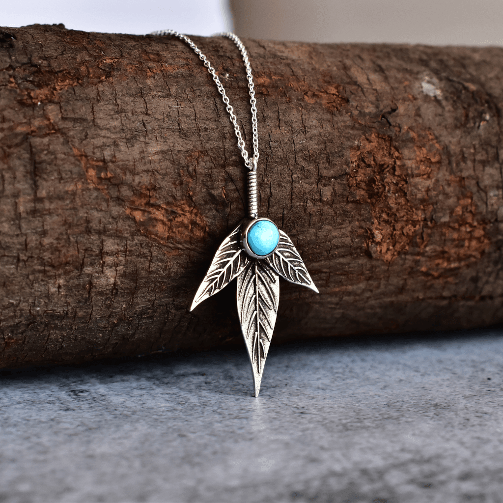 Trio Leaf - Turquoise Necklace -