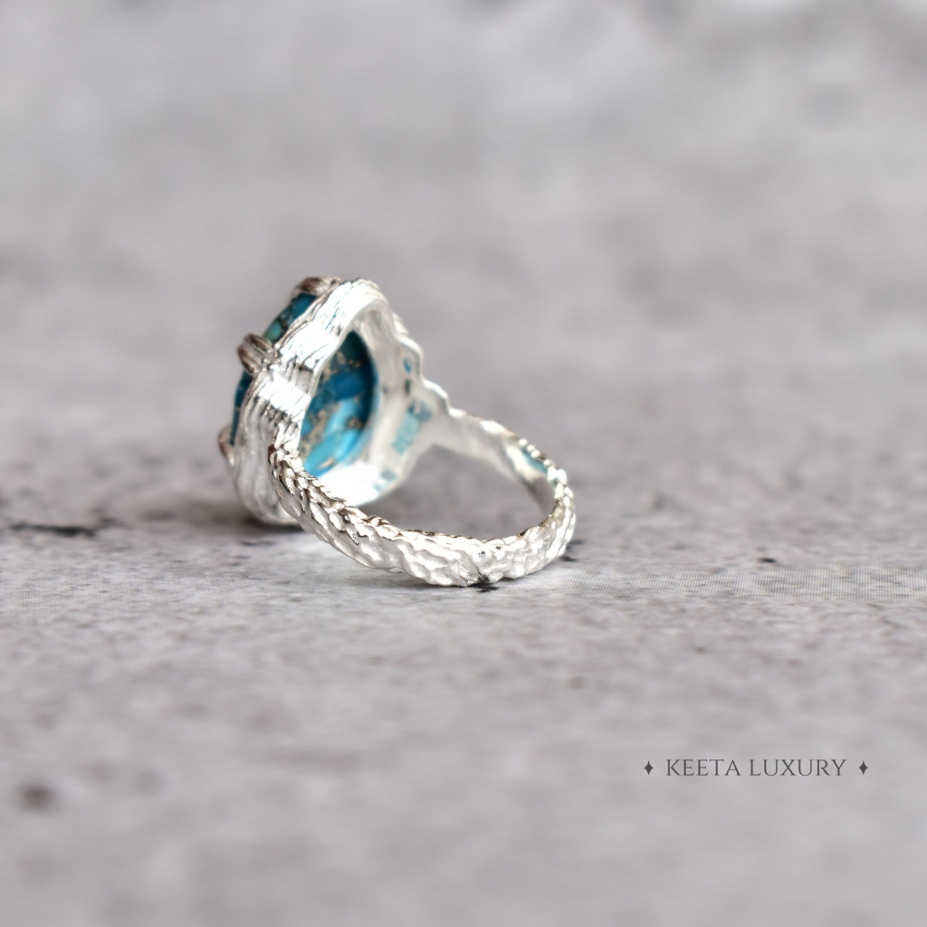 Twiggy Elegance - Copper Turquoise Ring -