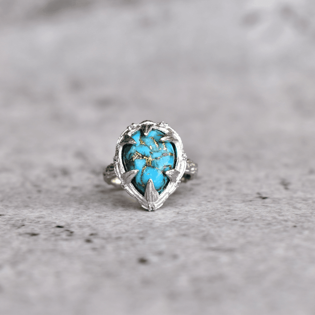 Twiggy Elegance - Copper Turquoise Ring -
