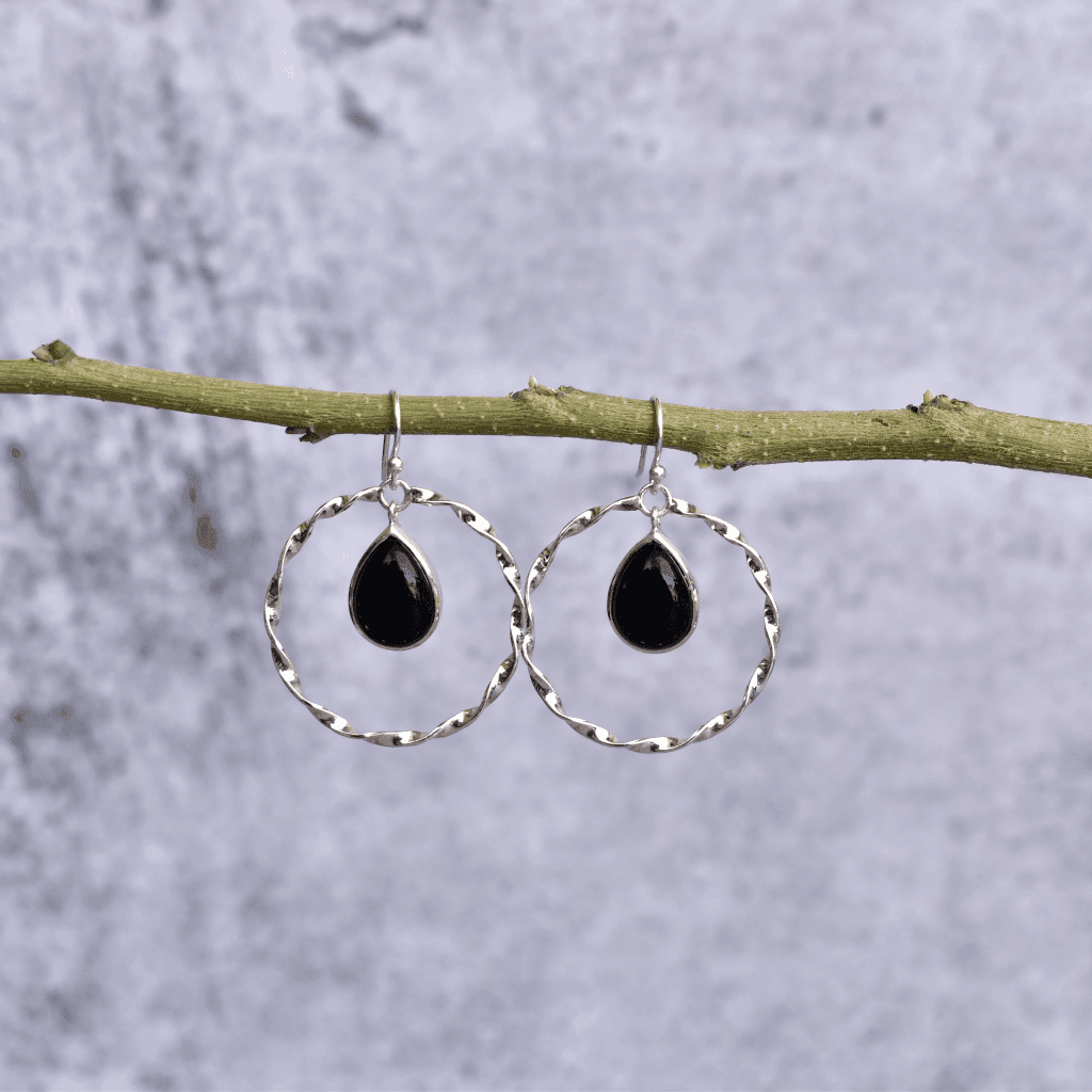 Twisted Elegance - Black Onyx Earrings -