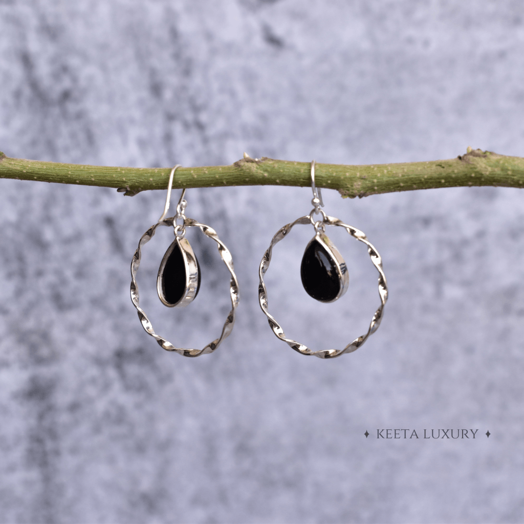 Twisted Elegance - Black Onyx Earrings -