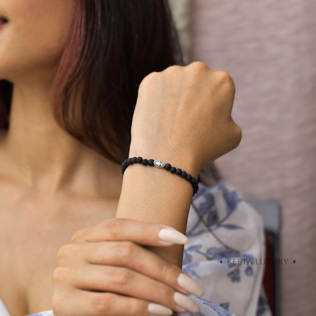 Warding Watch - Black Lava beaded Bracelets -