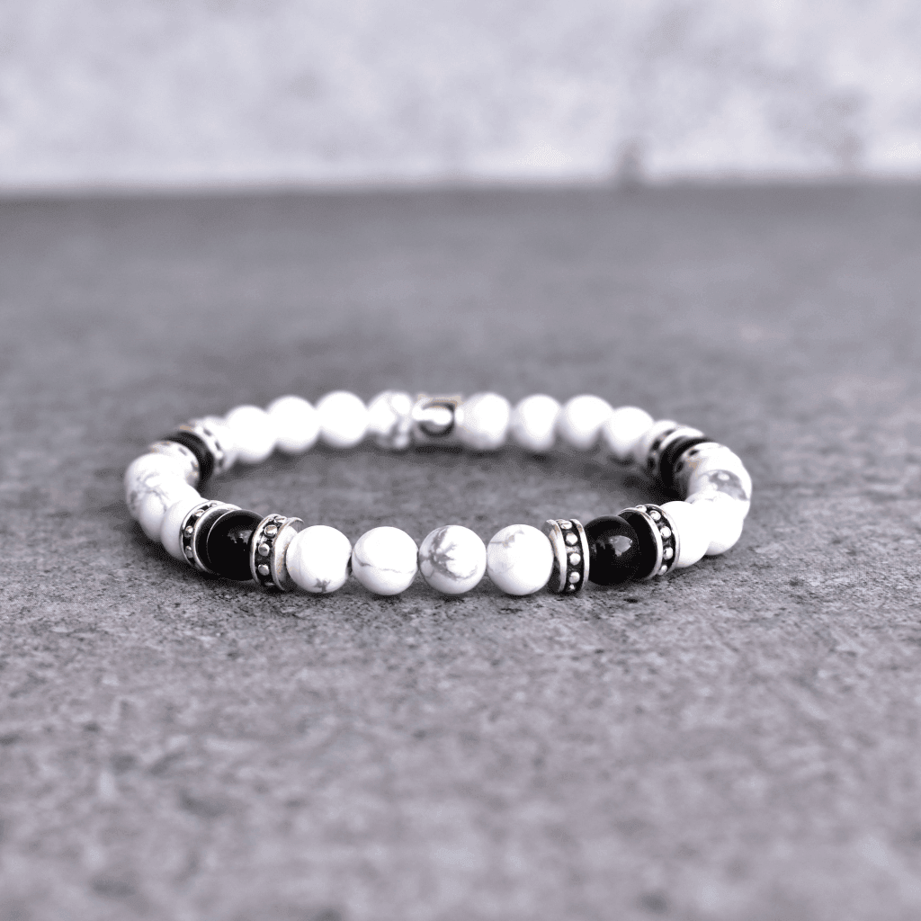White Admire - Howlite and Black onyx Bracelets -