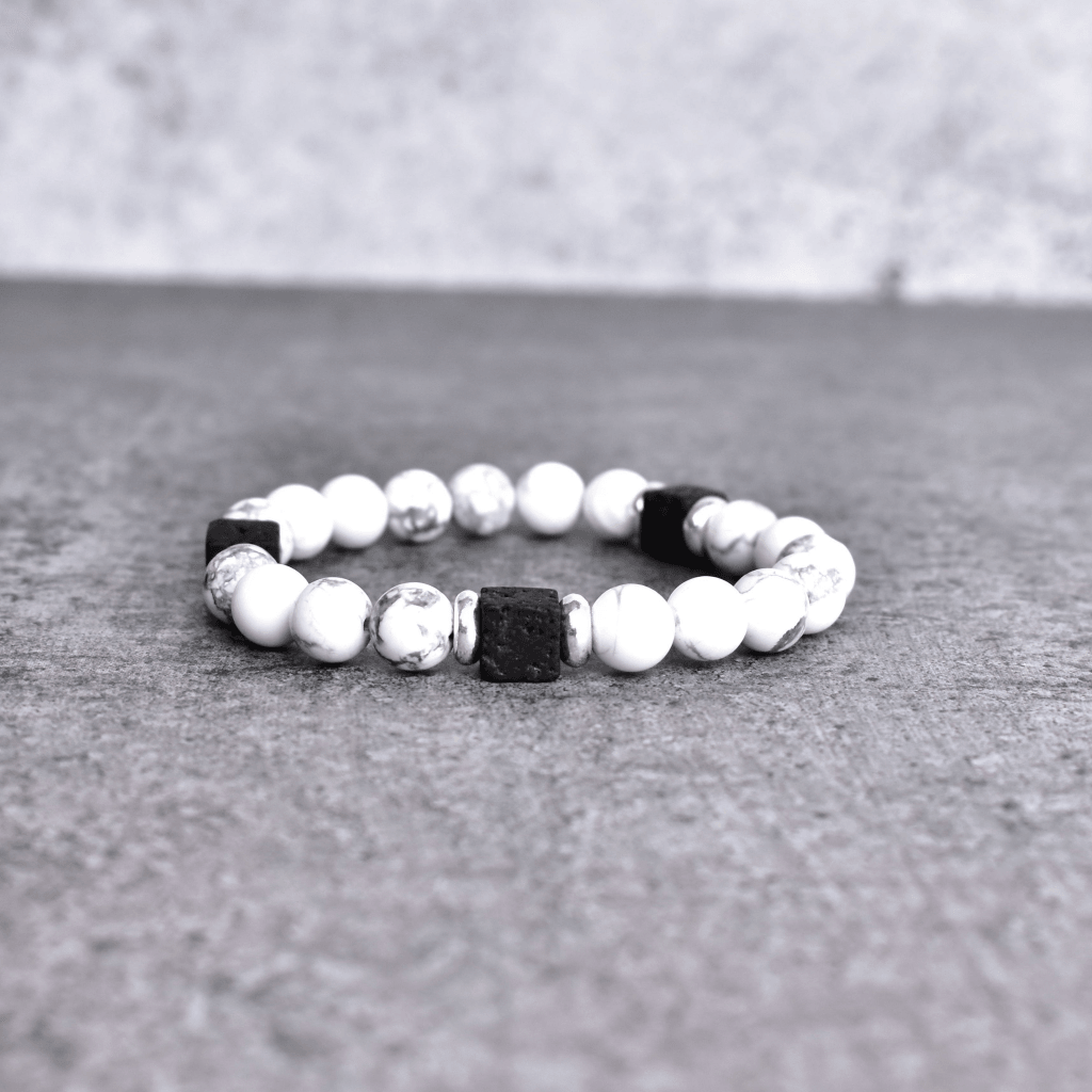White Energy - Howlite & Lava Bead Bracelet -