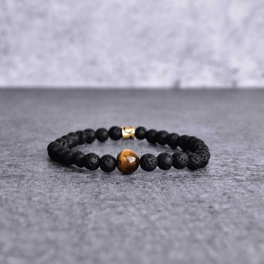 Yellow Admire - Black Lava And Tiger Eye Bracelets -