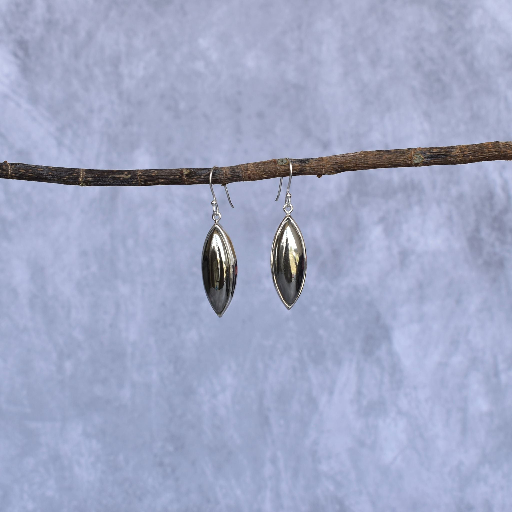 Elongated Glam- Pyrite Earrings