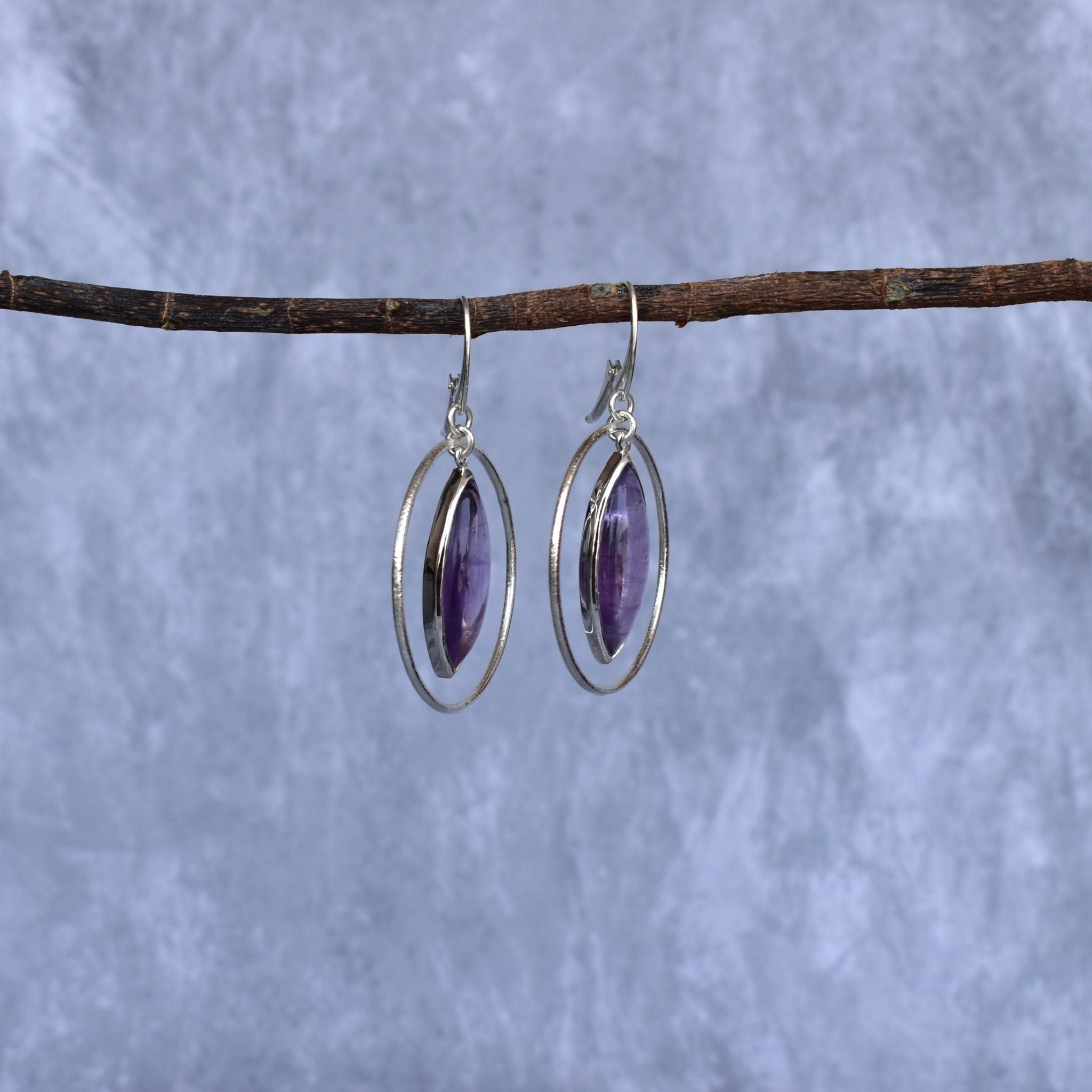 Hoop Glimmers - Amethyst Earrings