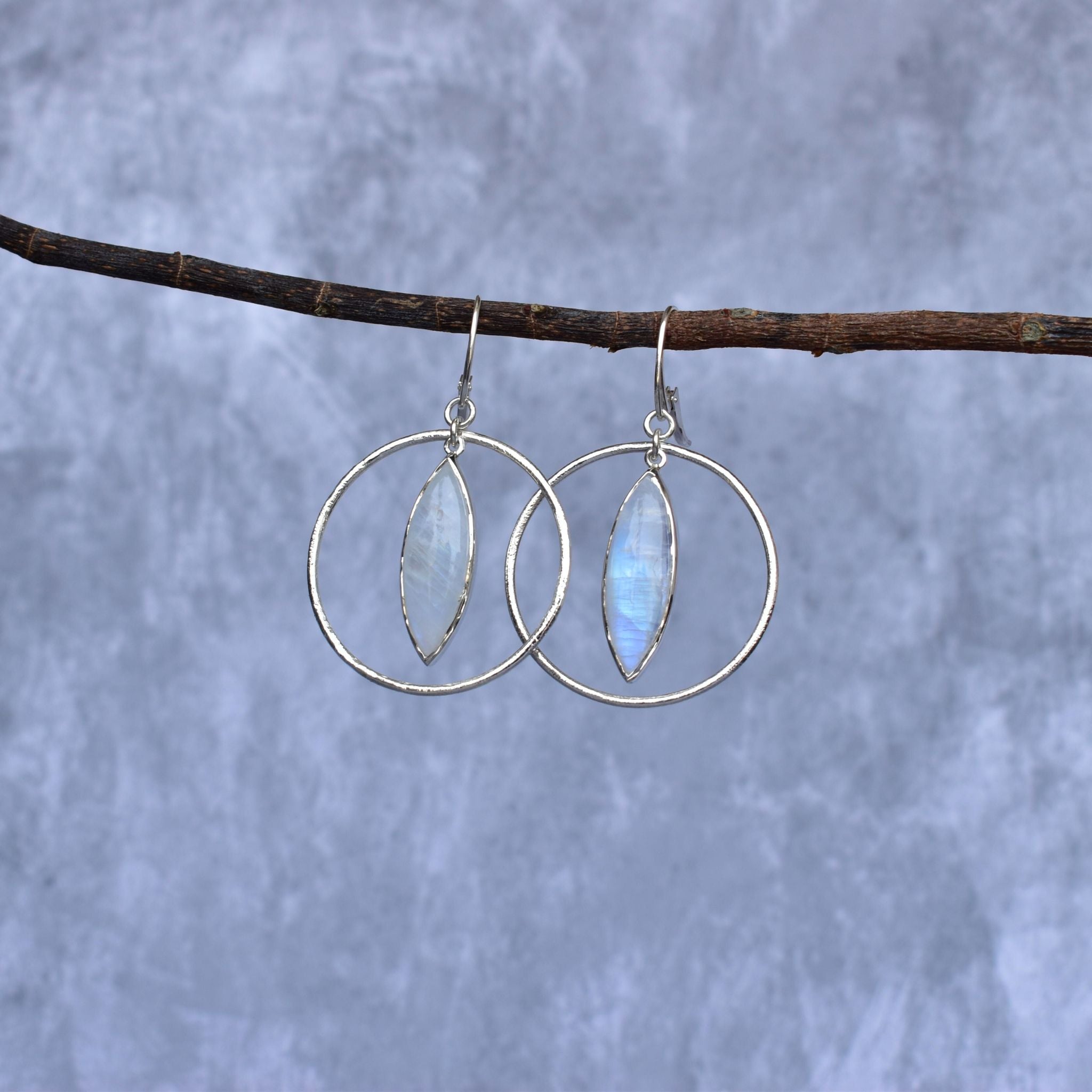 Hoop Glimmers - Moonstone Earrings