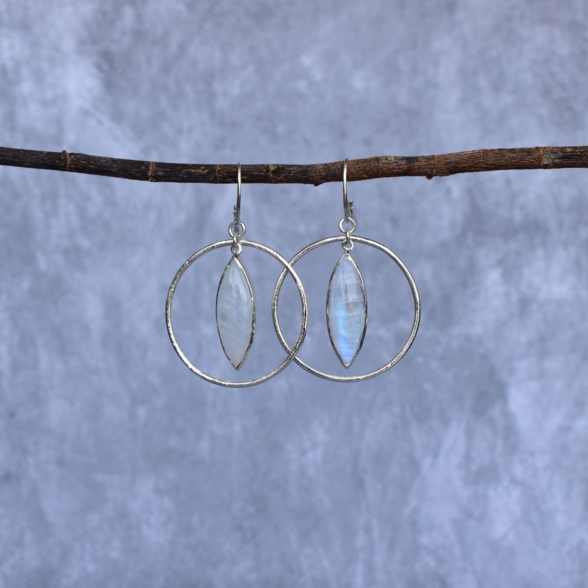 Hoop Glimmers - Moonstone Earrings