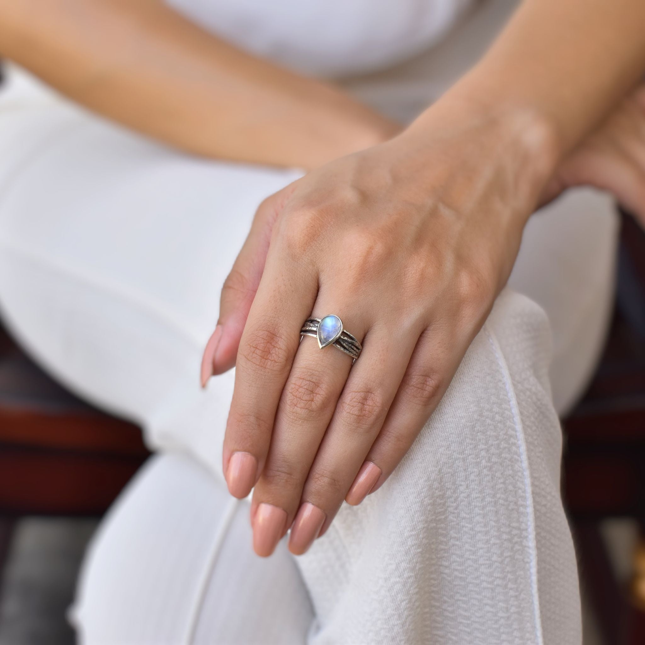 Pear Essence - Moonstone Ring