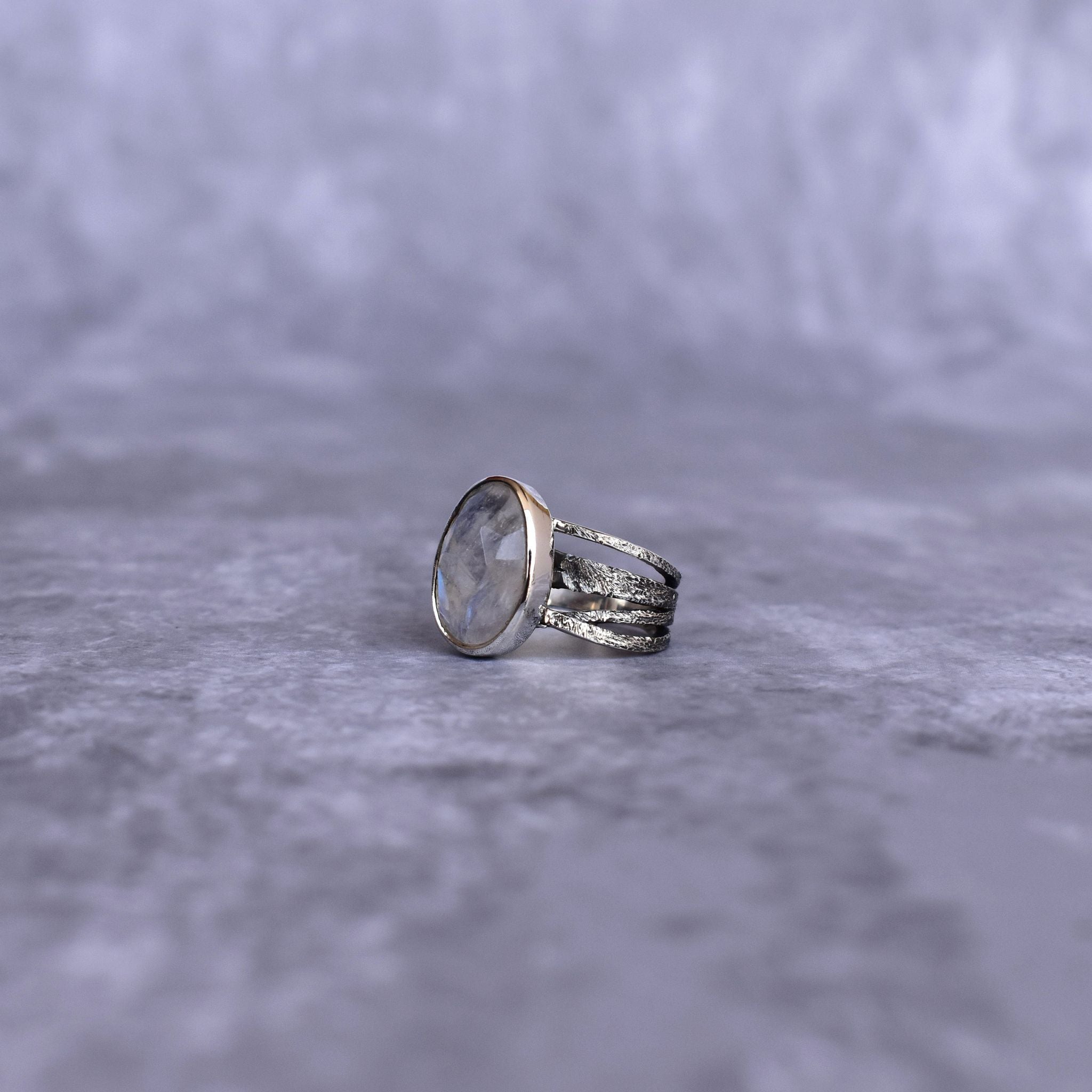 Oxidized Elegance - Moonstone Ring
