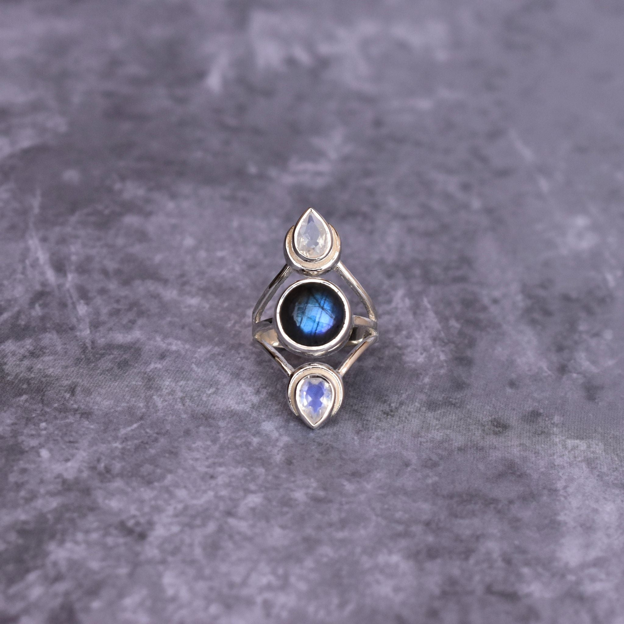 Celestial Harmony - Moonstone & Labradorite Ring