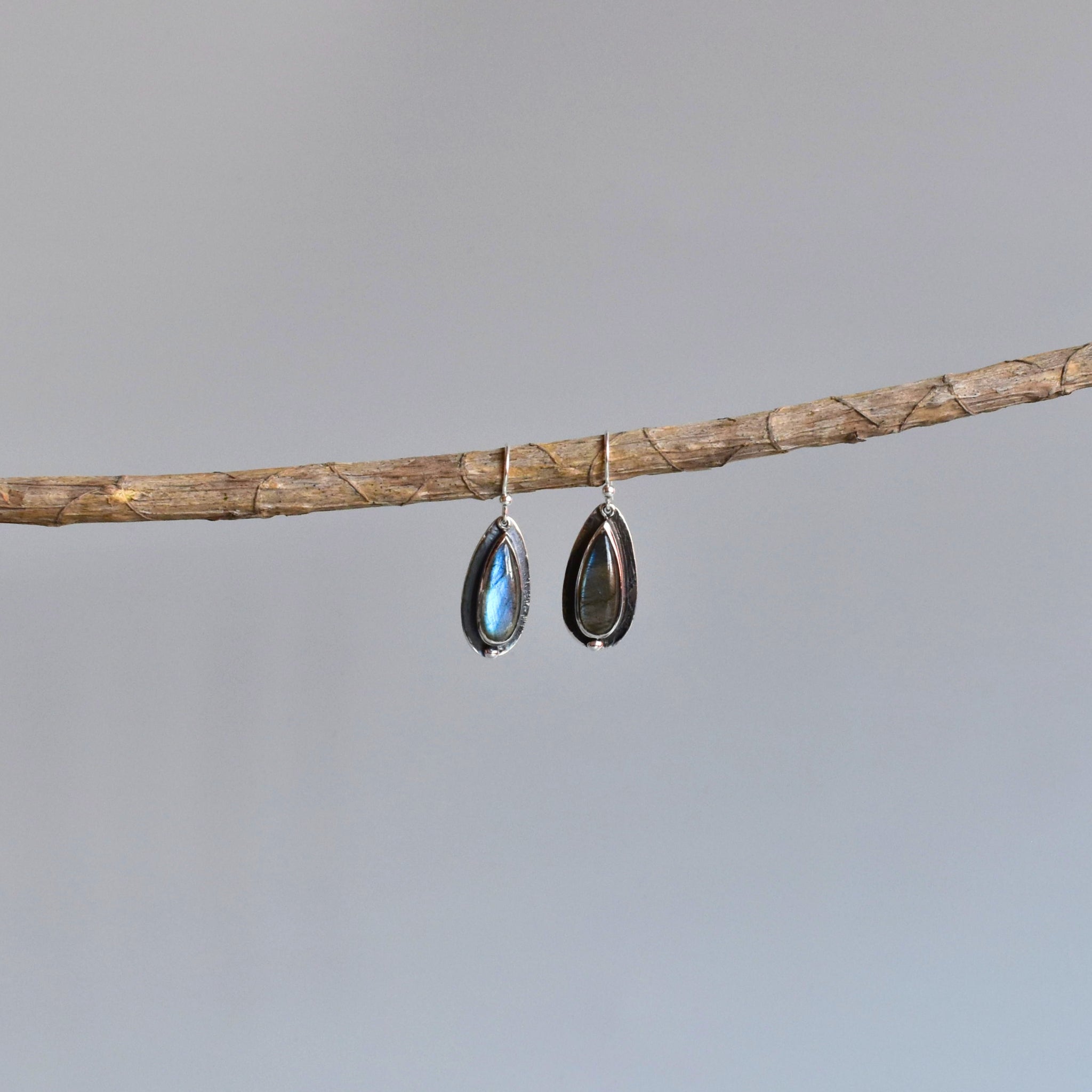 Shadowed Pears - Labradorite Earrings