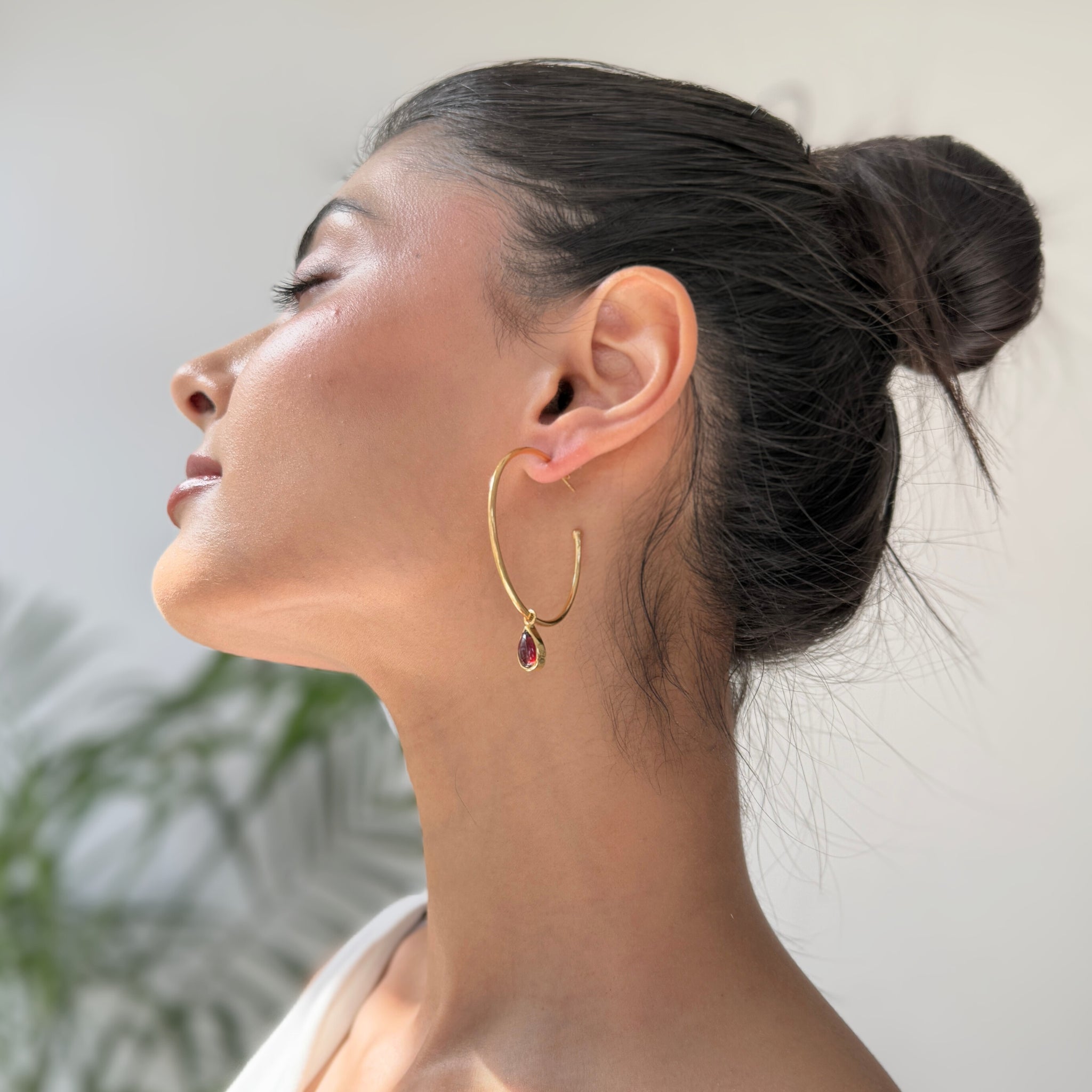 Canyon - Garnet Hoop Earrings