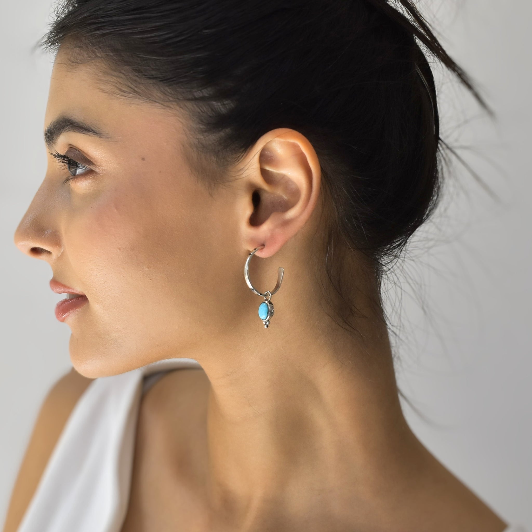 Boho Crescent - Turquoise Hoop Earrings