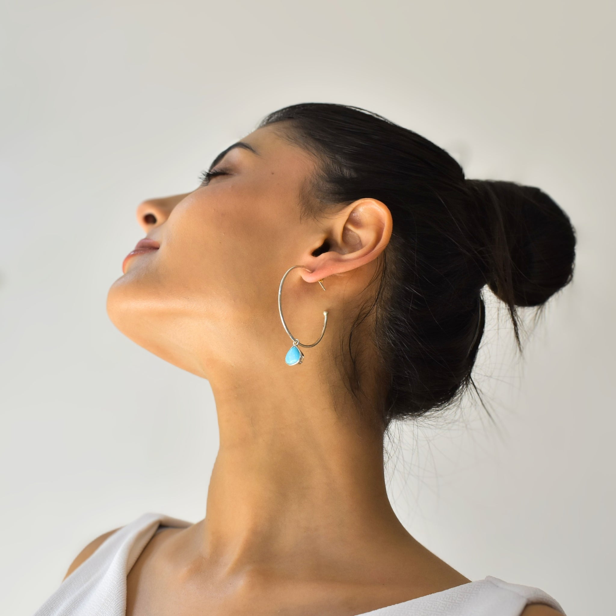 Heart - Turquoise Hoop Earrings