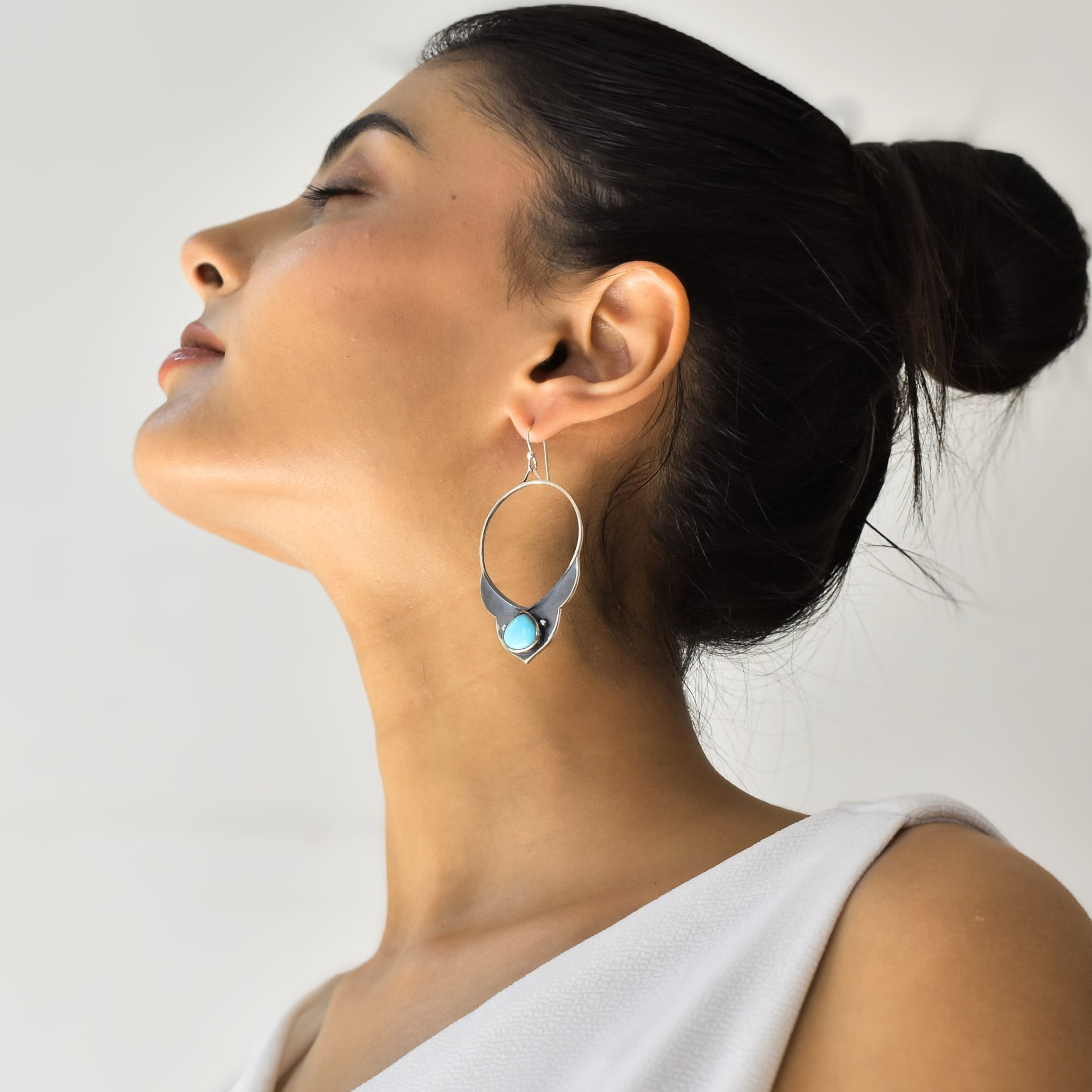 Nomad Horn - Turquoise Earrings