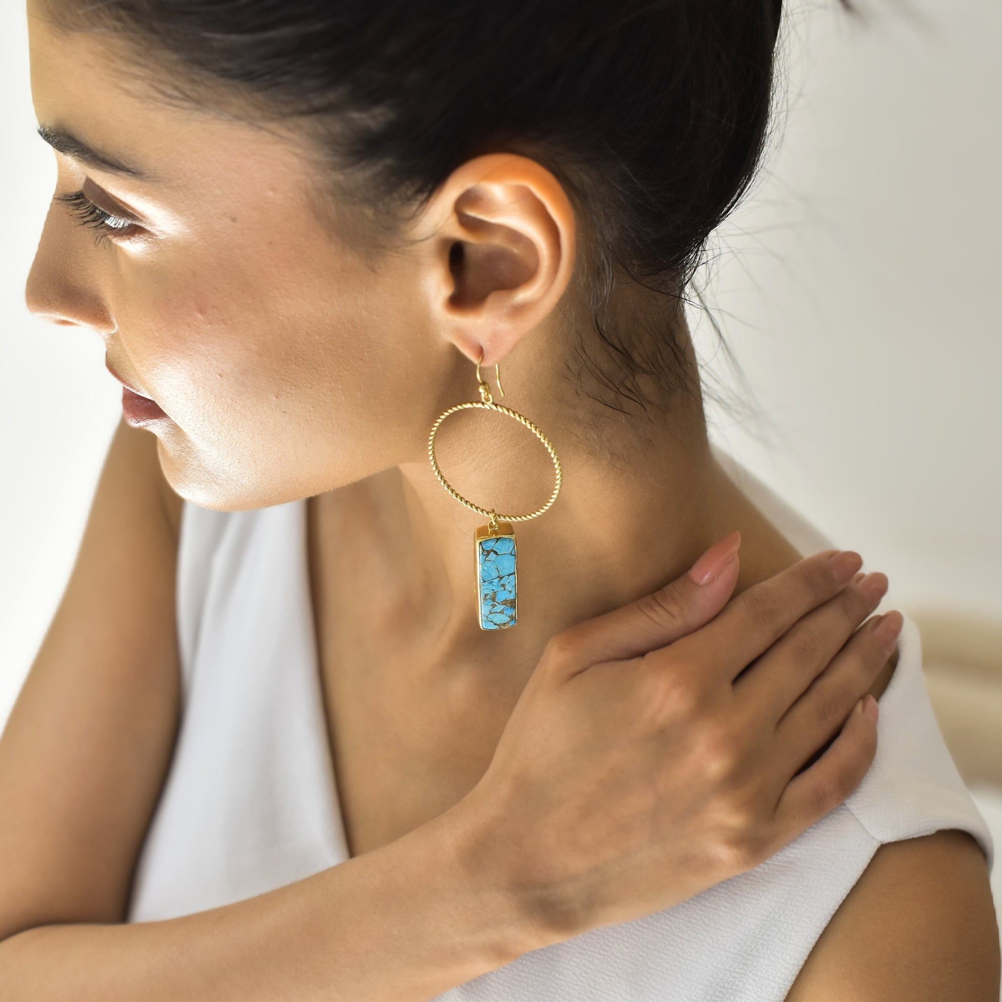 Artisan Bar - Copper Turquoise Earrings
