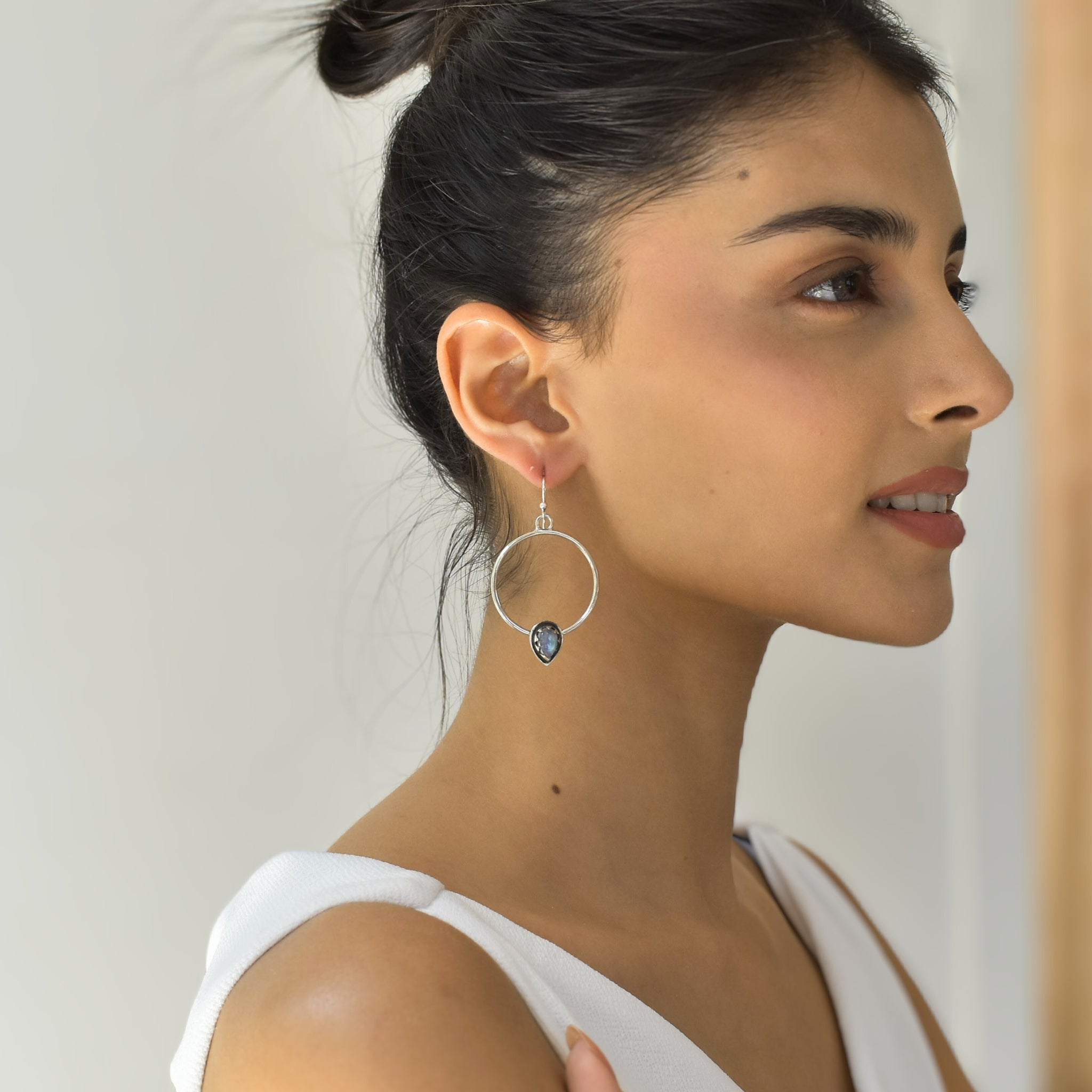 Dewdrop Orb - Moonstone Earrings