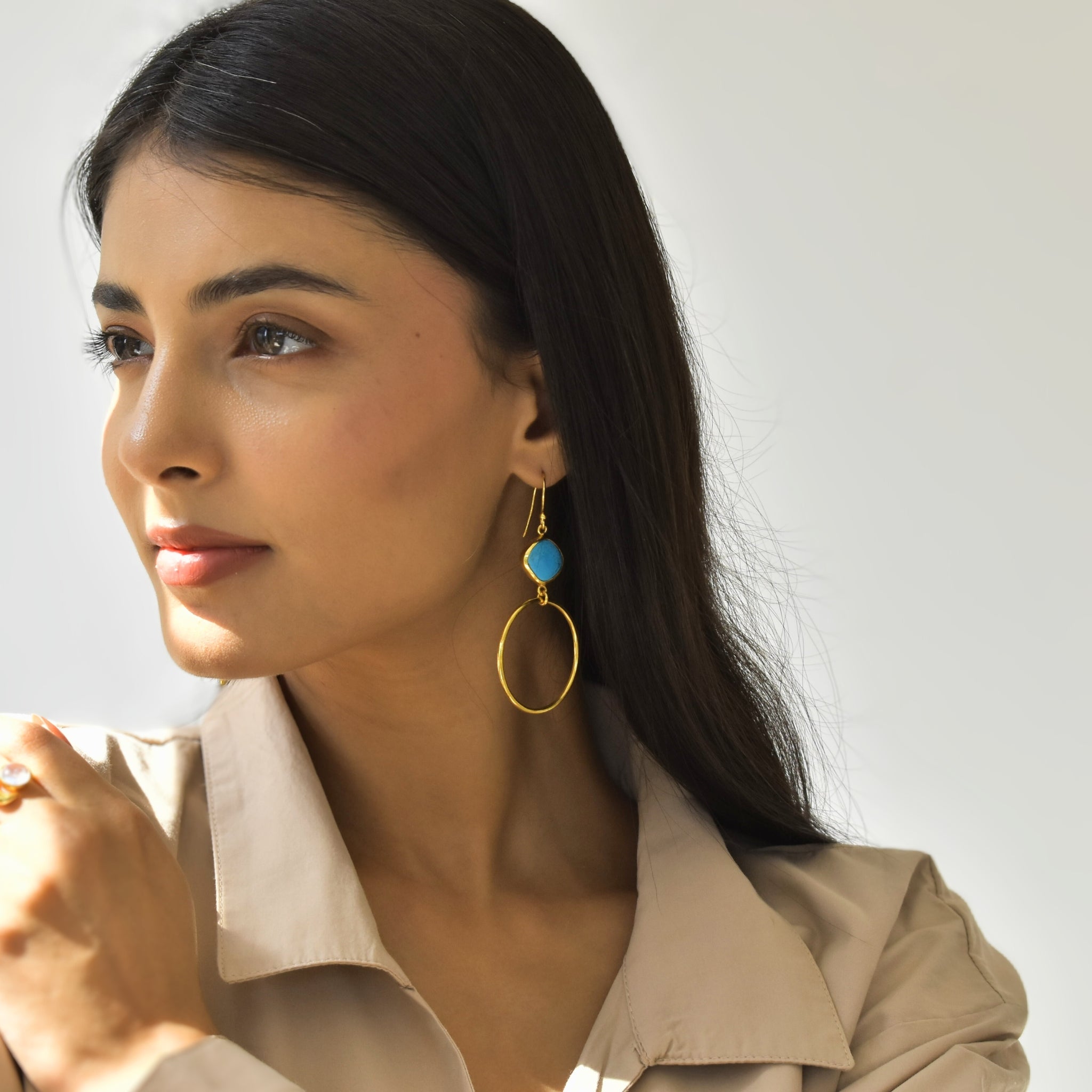 Gaia - Turquoise Hoop Earrings