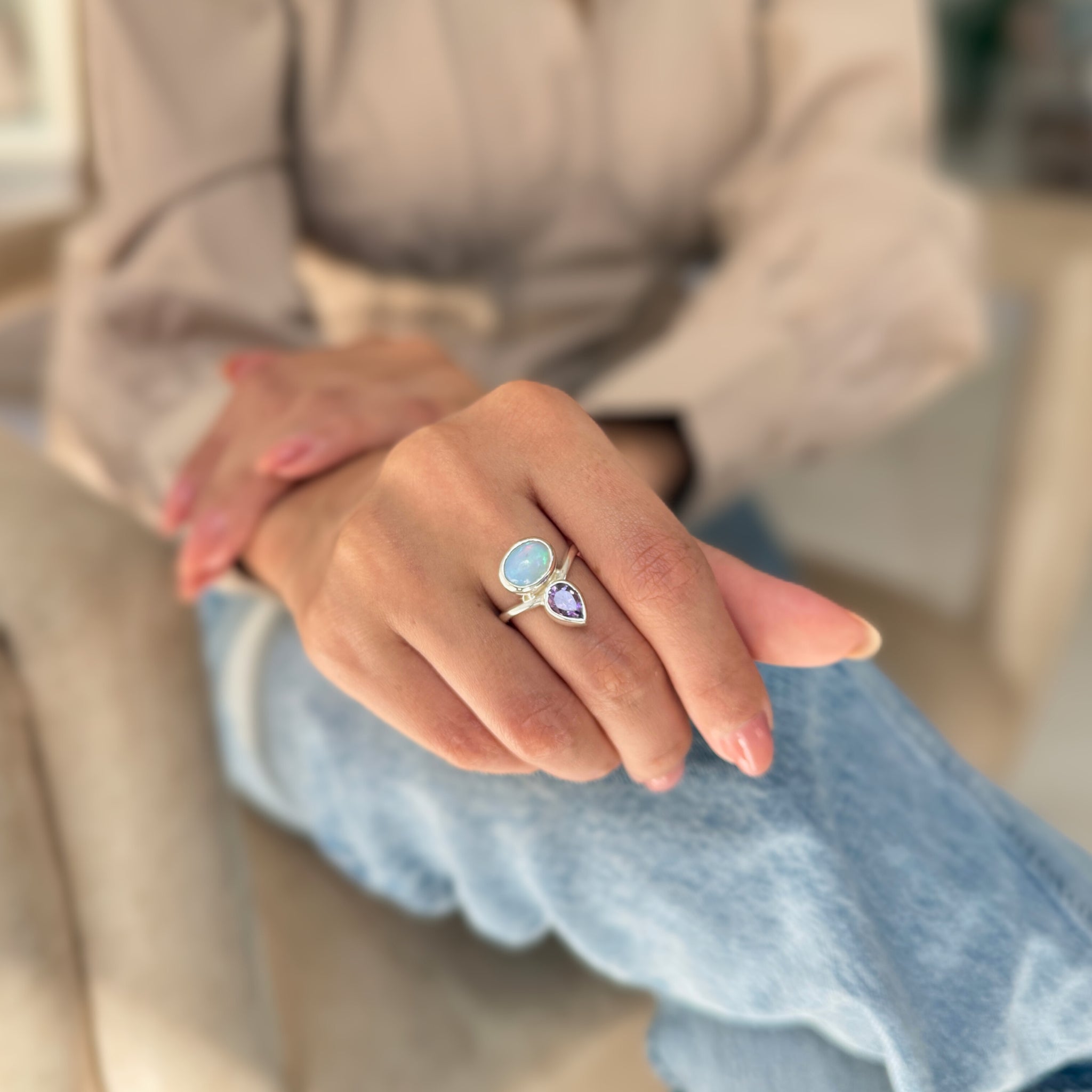 Celeste Crown - Opal and Amethyst Ring