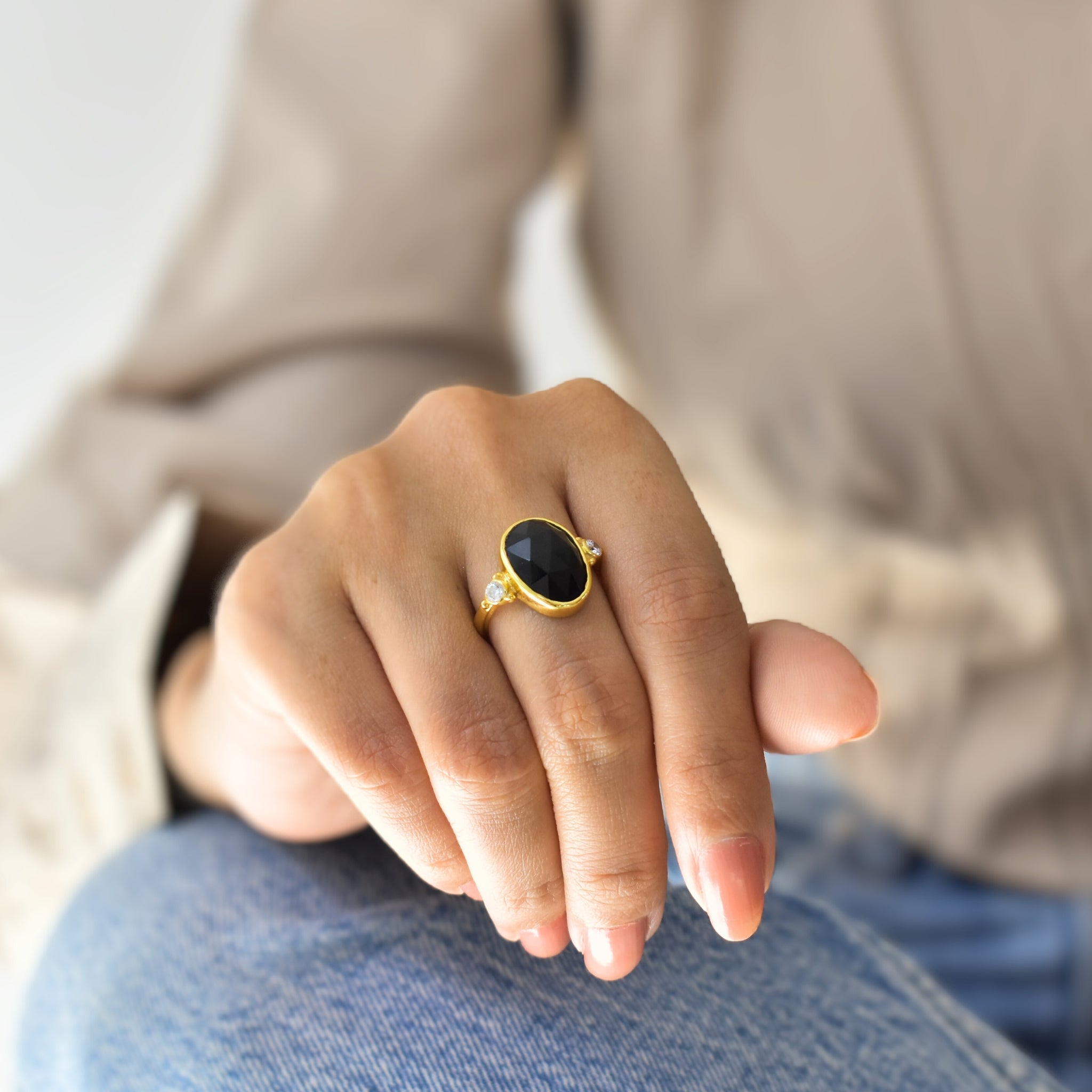 Antique Charmer - Schwarzer Onyxring