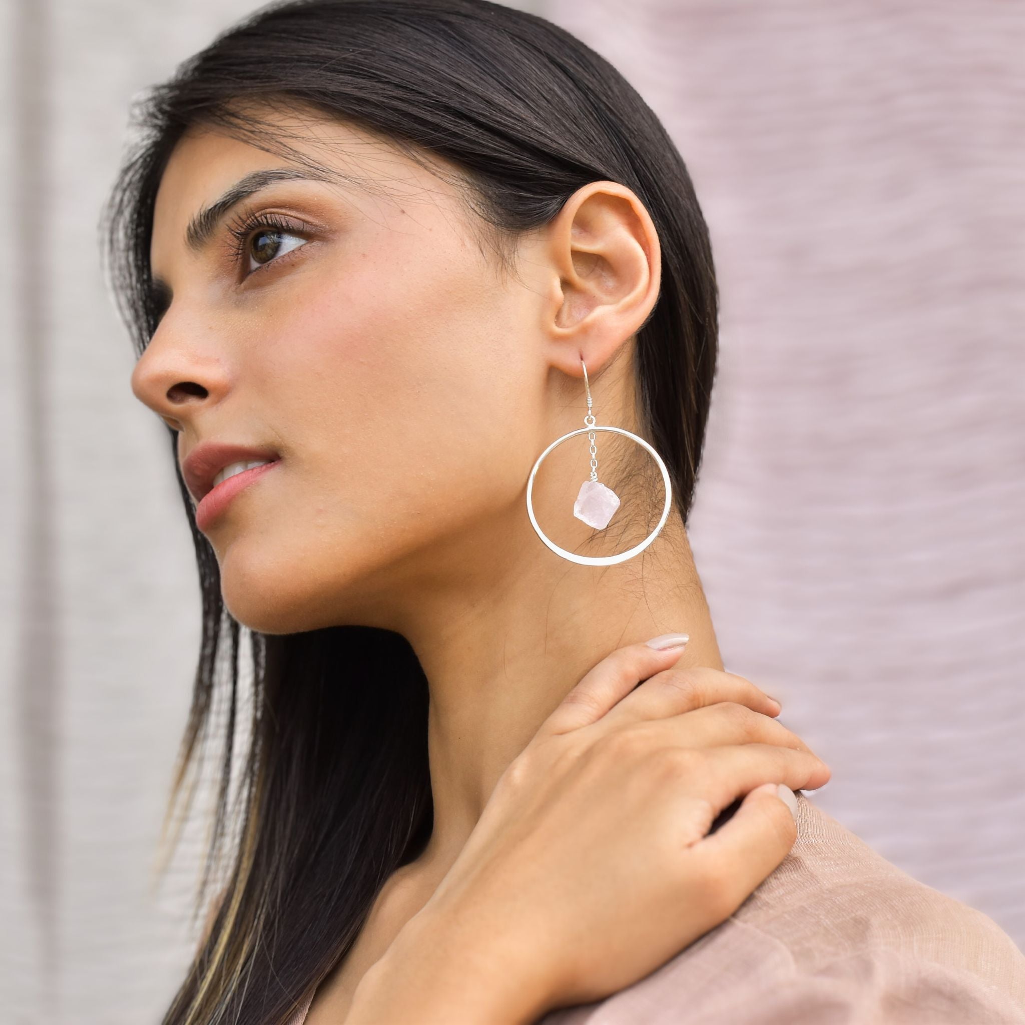 Geode - Rose Quartz Earrings