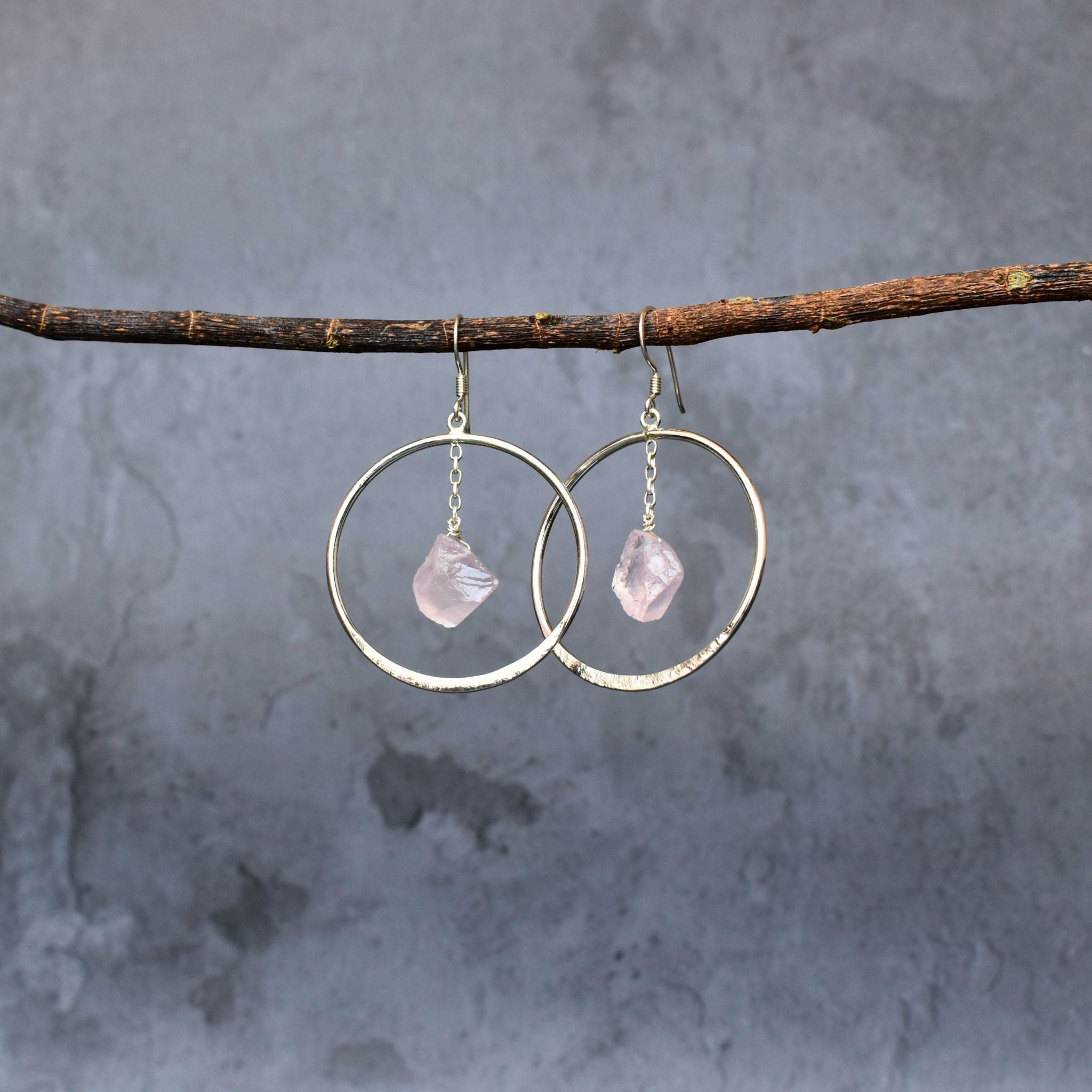 Geode - Rose Quartz Earrings