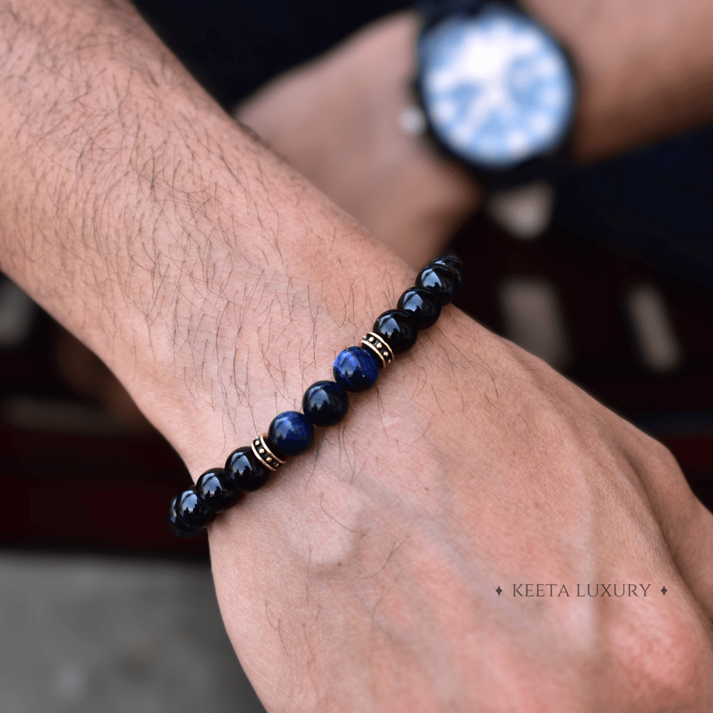 Tiger Eye and Onyx Bead Bracelet