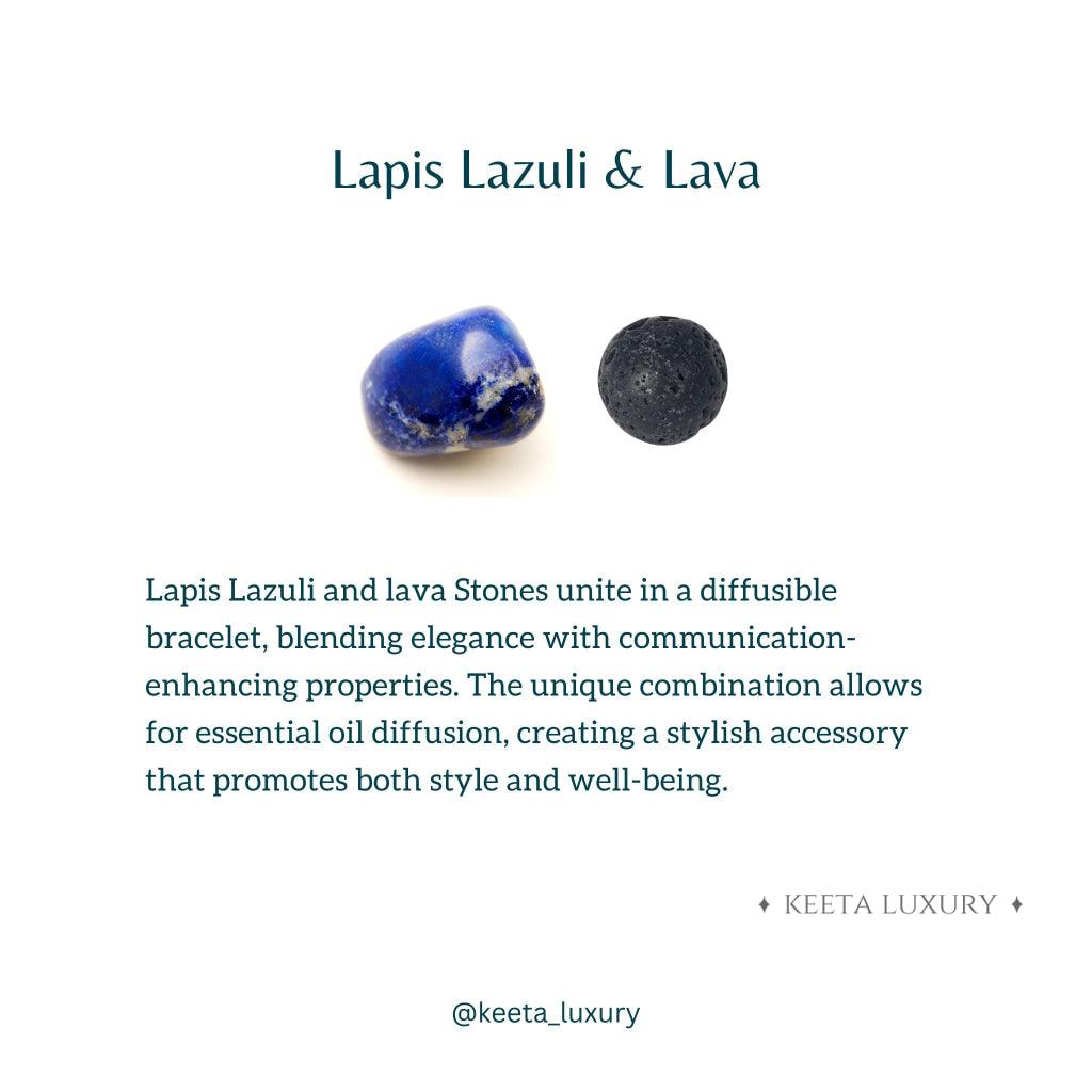 Blue Night - Lapis Lazuli and Lava Bead Bracelet -