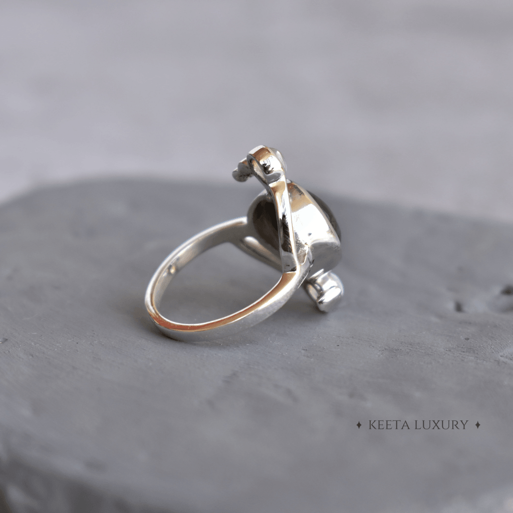 Cosmic Duet - Moonstone & Labradorite Ring -