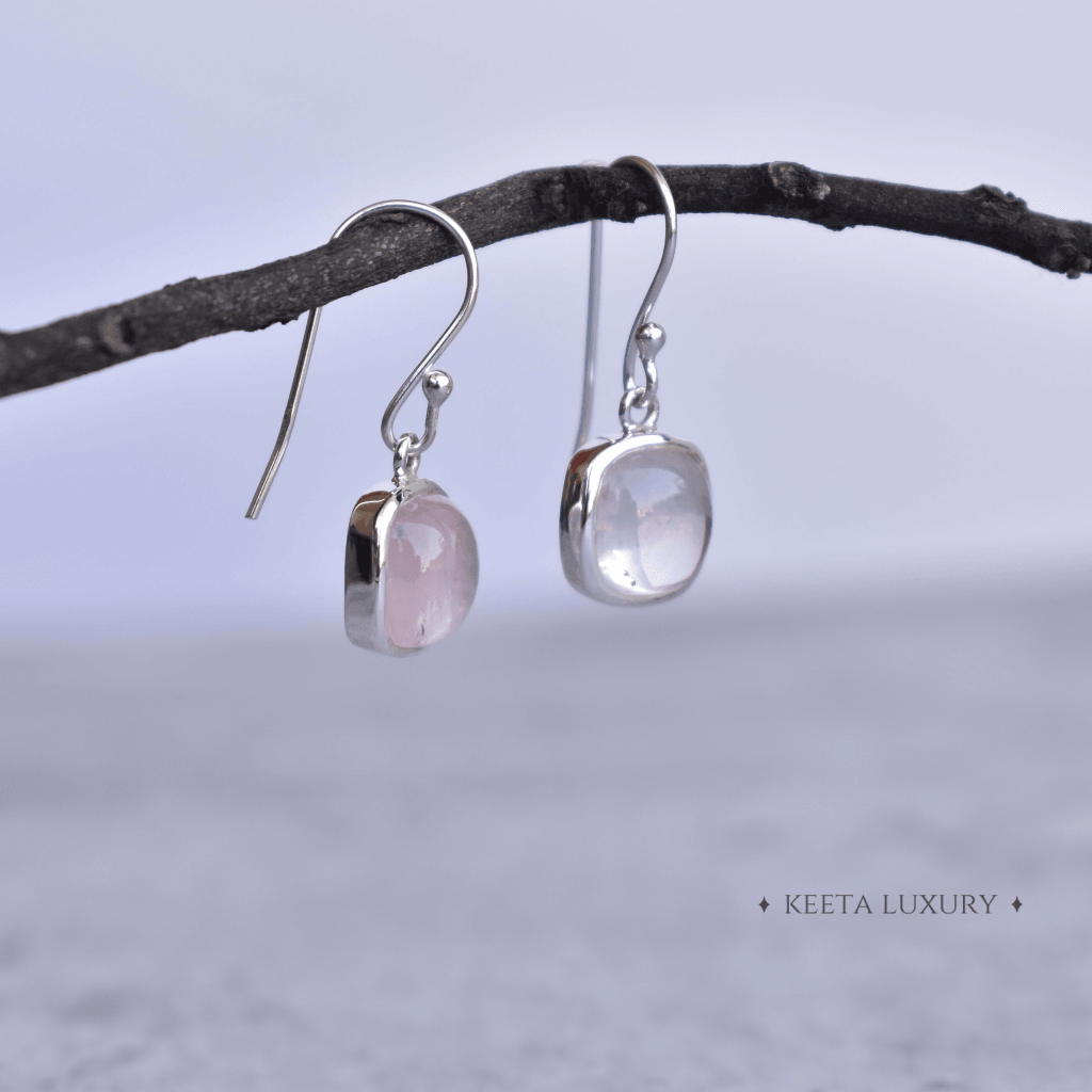 Cushion Conquer - Rose Quartz Earrings -