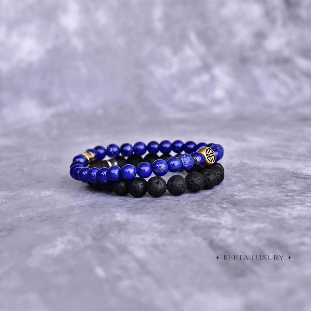 Dual Elemental - Lapis Lazuli & Lava Bead Bracelet -