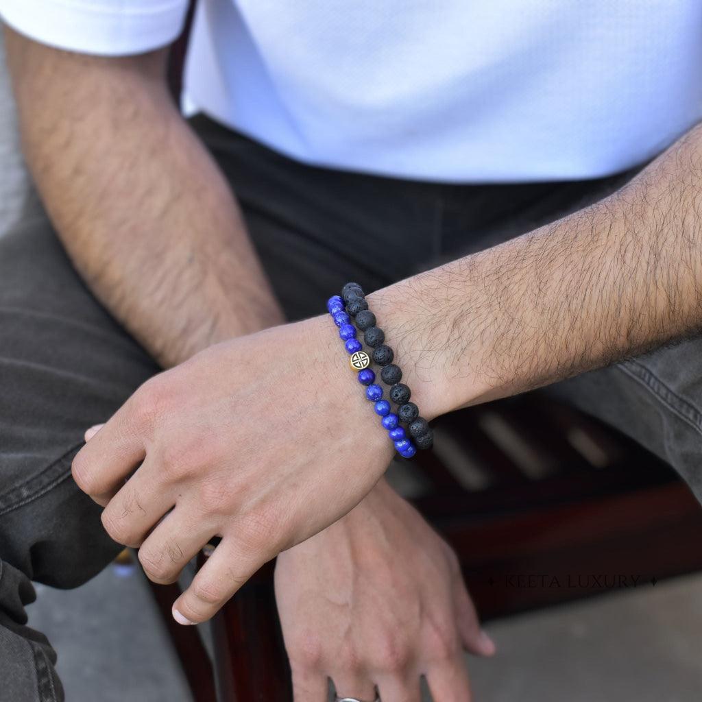 Dual Elemental - Lapis Lazuli & Lava Bead Bracelet -