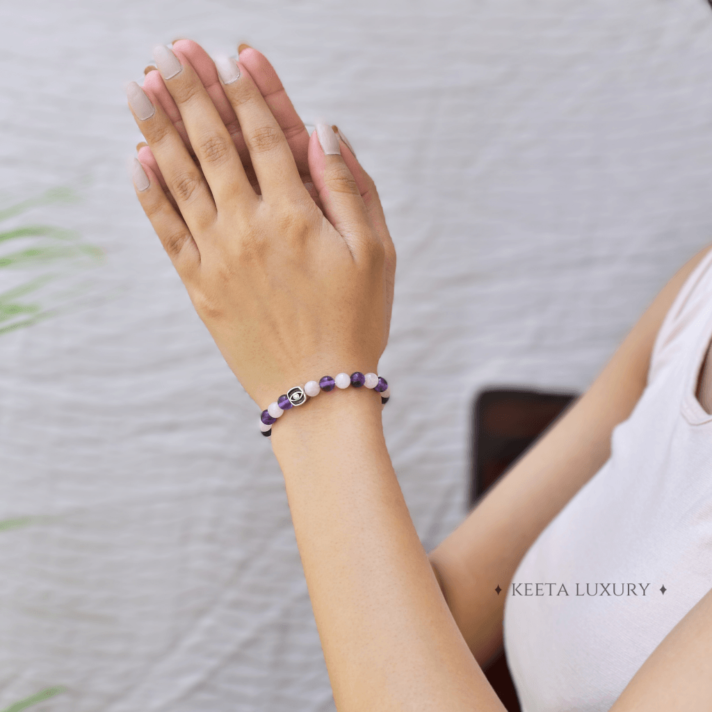 Enchanted Eye - Rose Quartz & Amethyst Bracelets -