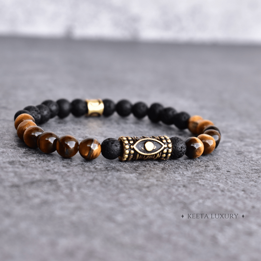 Eye Logic - Tiger Eye and Lava Beads Bracelet -