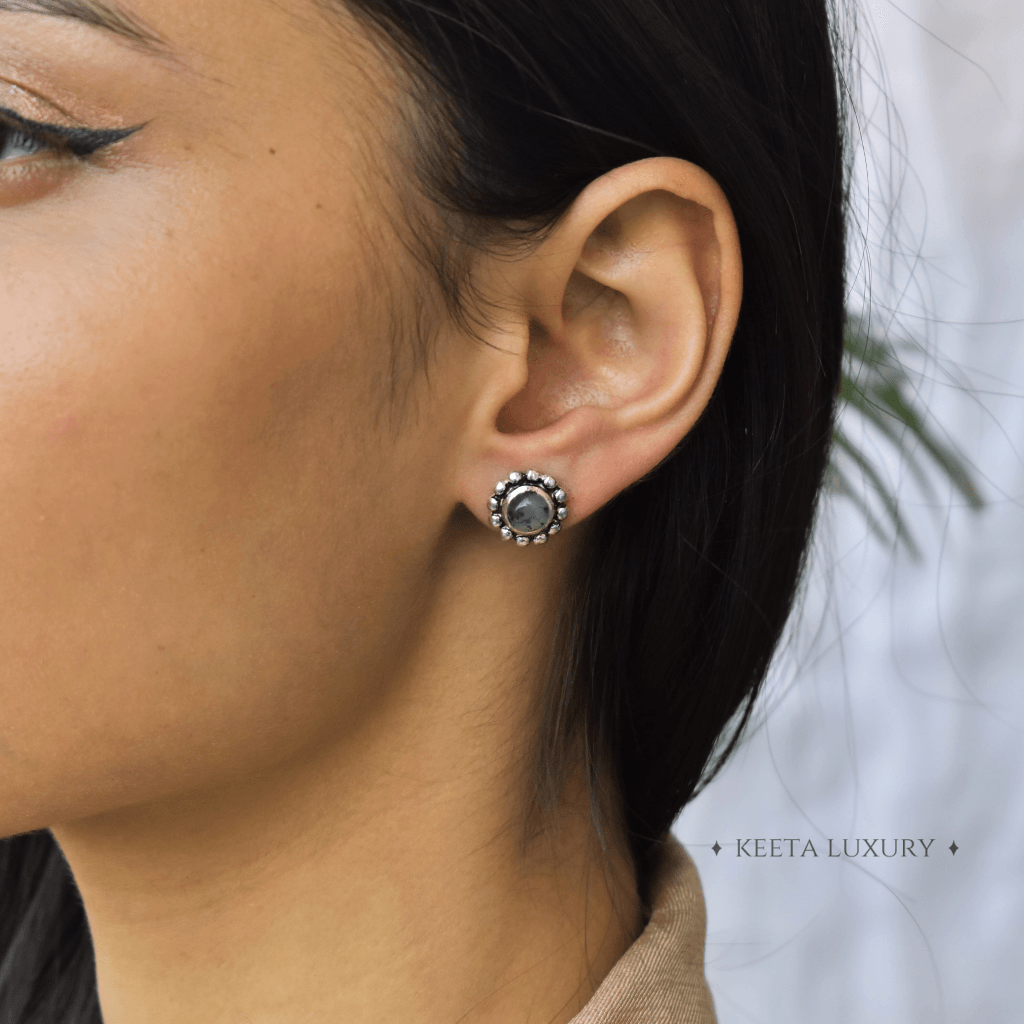 Flower Child - Moss Agate Studs -