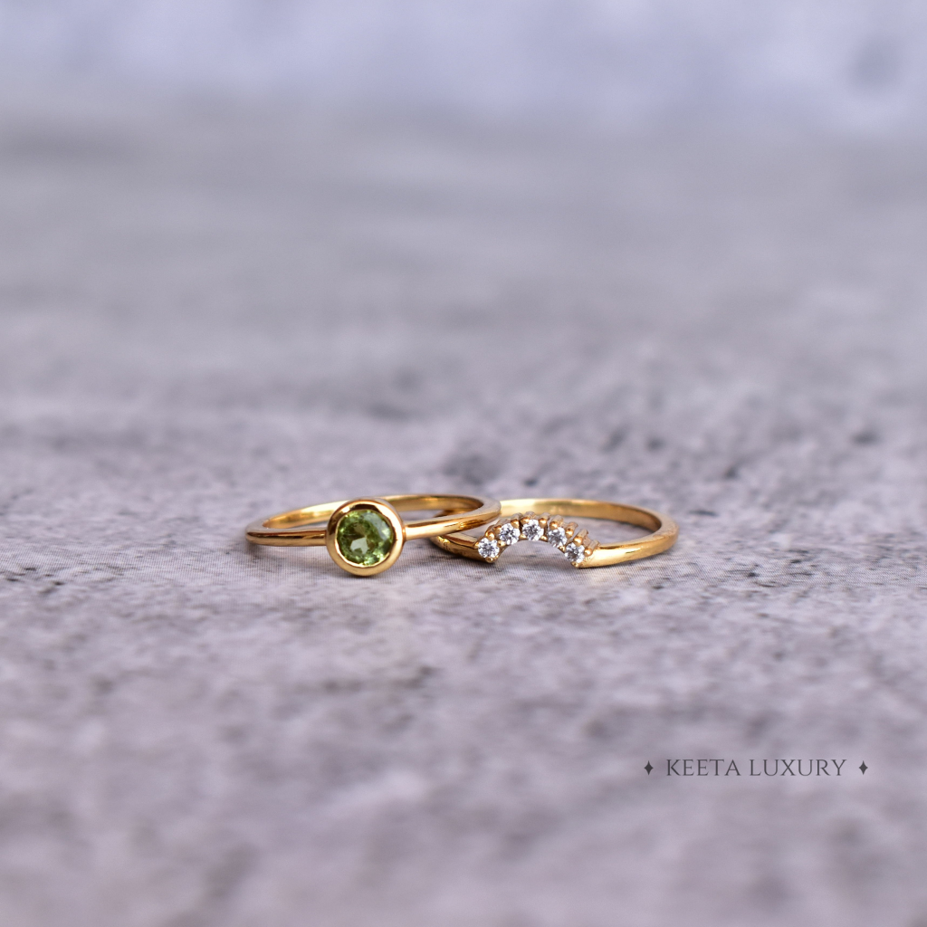 Golden Radiance - Peridot Stacking Ring Set -