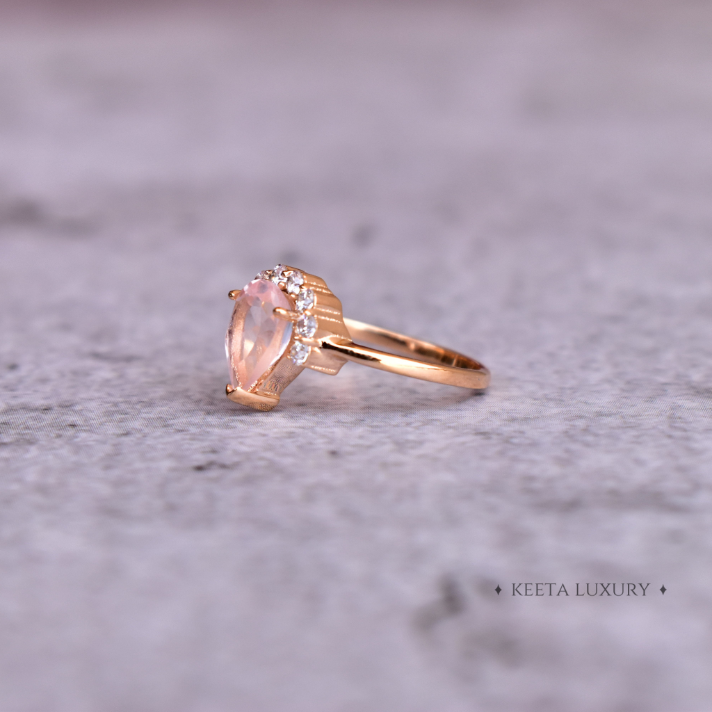 Half Halo - Rose Quartz Ring -