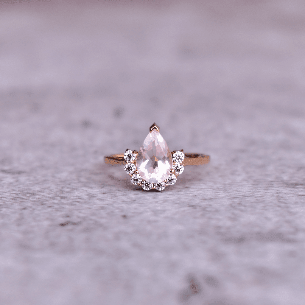 Half Halo - Rose Quartz Ring -