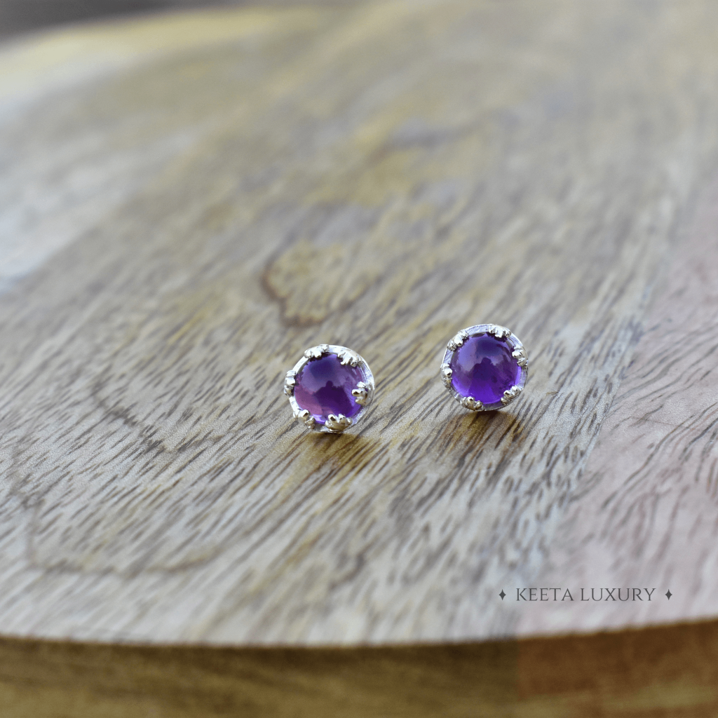 Leaf - Amethyst Stud -